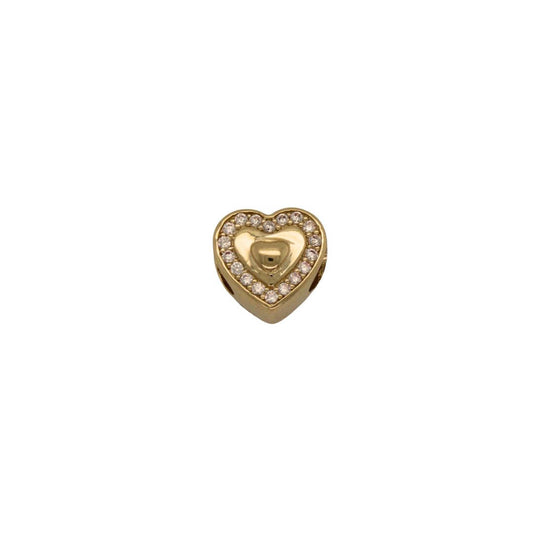 14K Yellow Gold CZ Halo Heart Slider