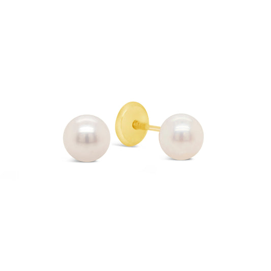 14K Yellow Gold 4mm Pearl Screwback Earrings