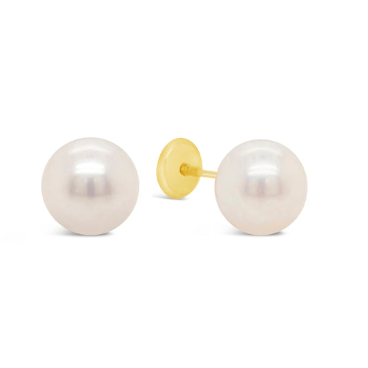 14K Yellow Gold 7mm Pearl Pushback Earrings