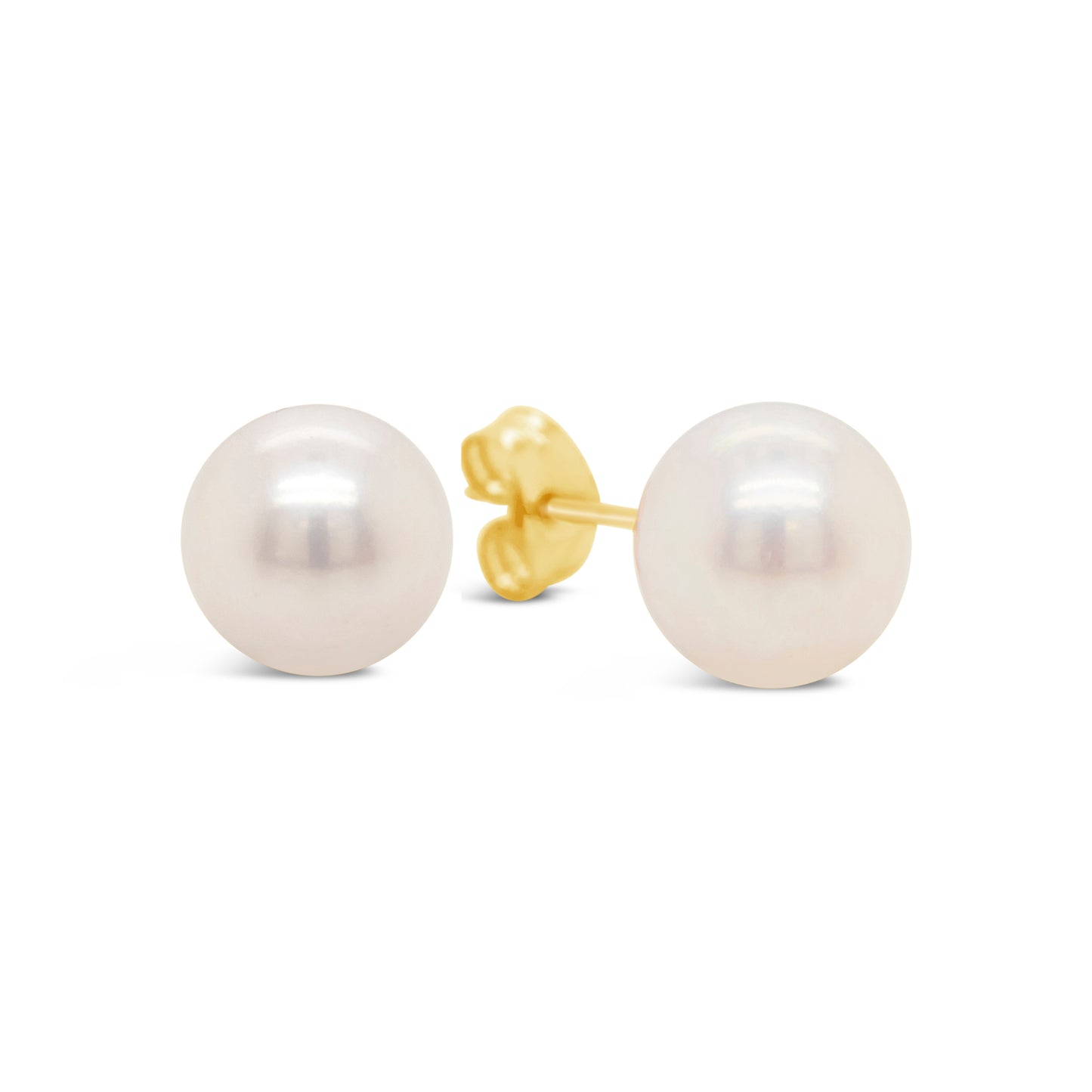 14K Yellow Gold 8mm Pearl Pushback Earrings