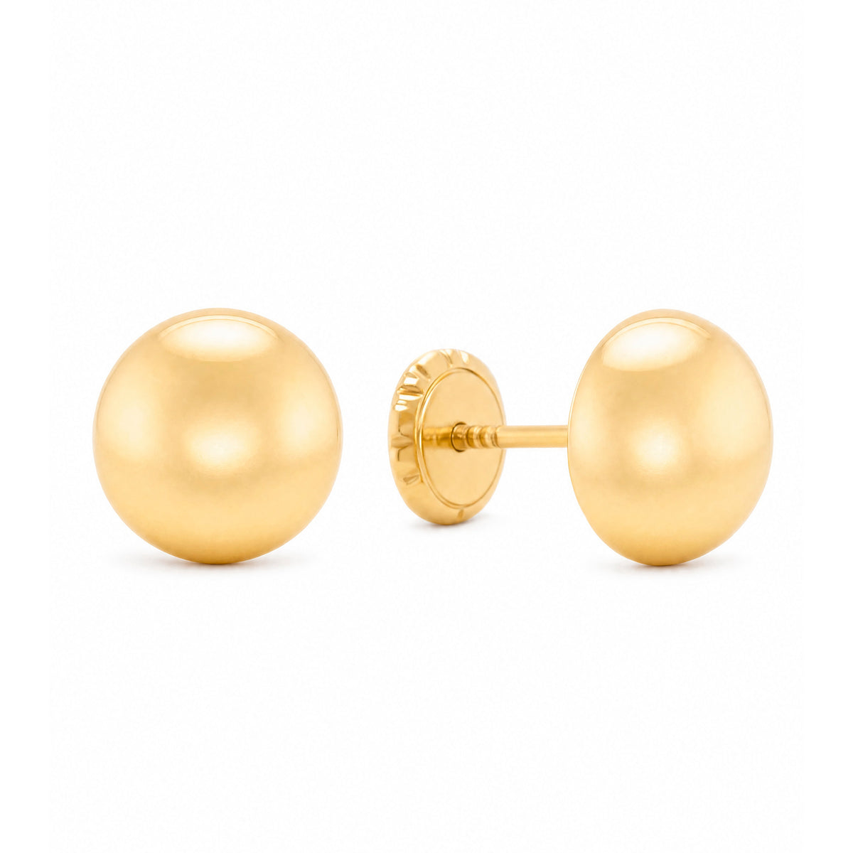 14K Yellow Gold 6MM Half Ball Stud Screwback Earrings