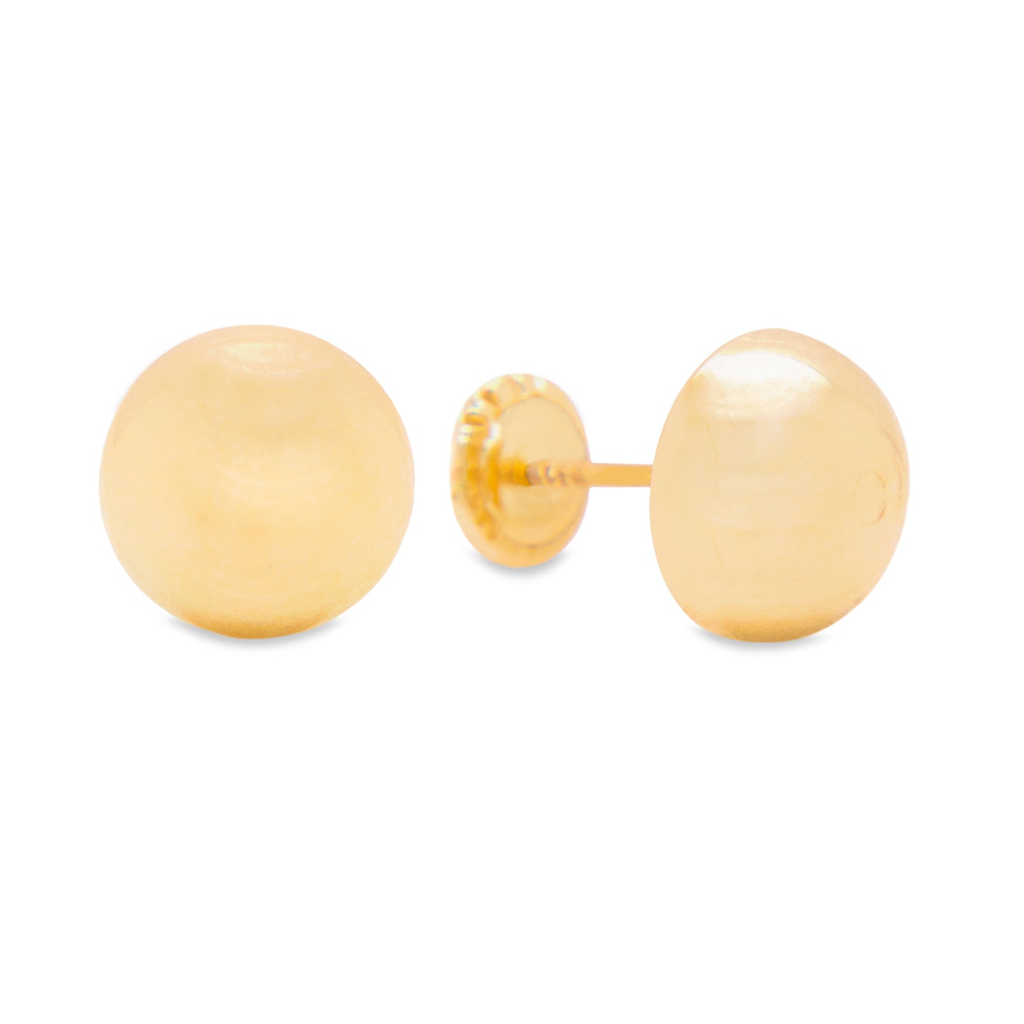 14K Yellow Gold 7MM Half Ball Stud Screwback Earrings