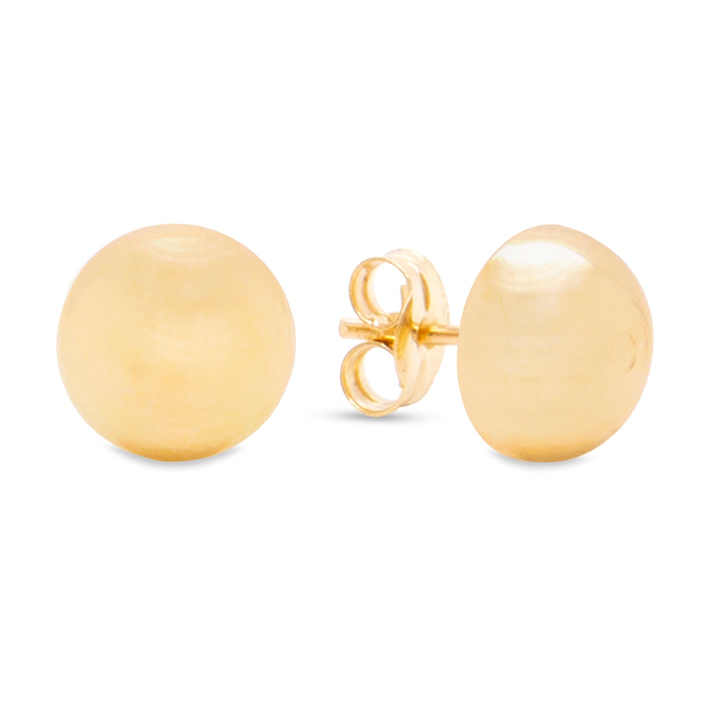 14K Yellow Gold 8MM Half Ball Stud Pushback Earrings
