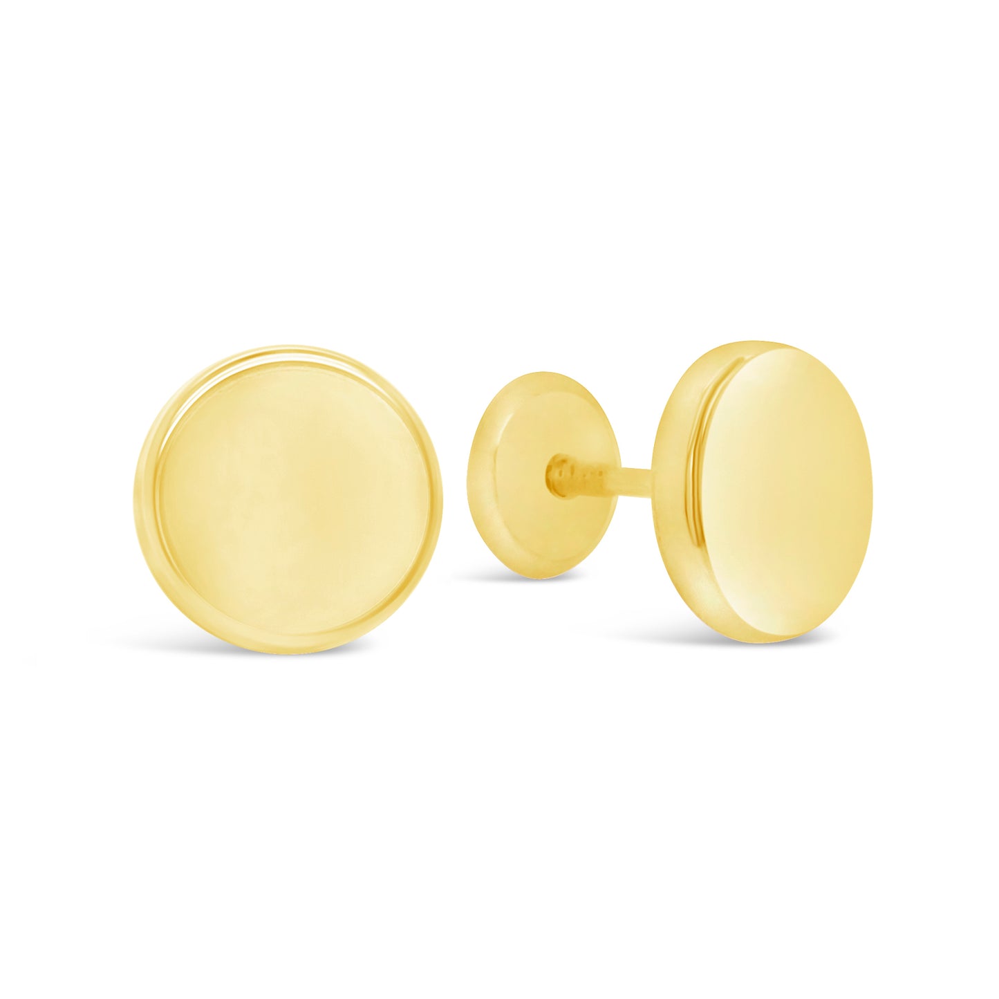 14K Yellow Gold 6MM Smooth Round Disc Screwback Earrings