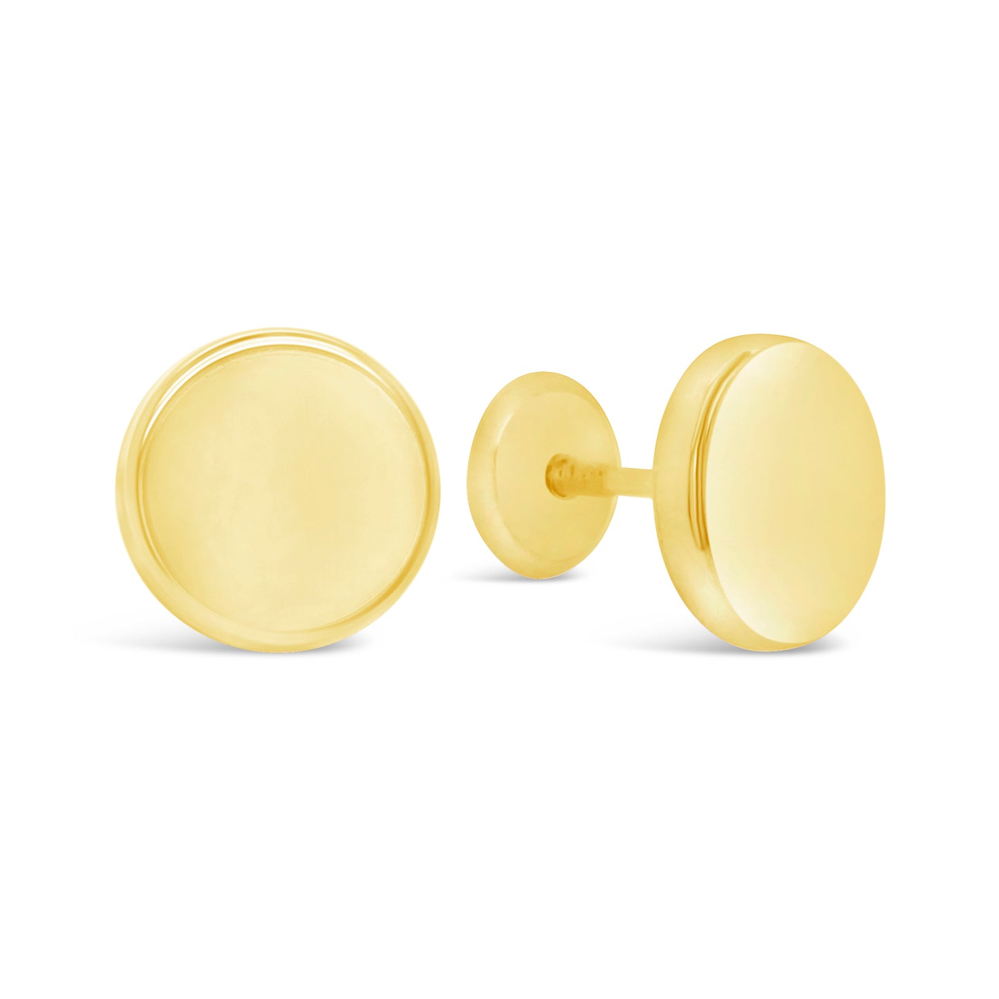 14K Yellow Gold 7MM Smooth Round Disc Screwback Earrings