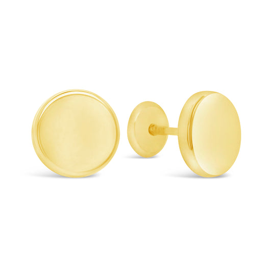 14K Yellow Gold 7MM Smooth Round Disc Screwback Earrings