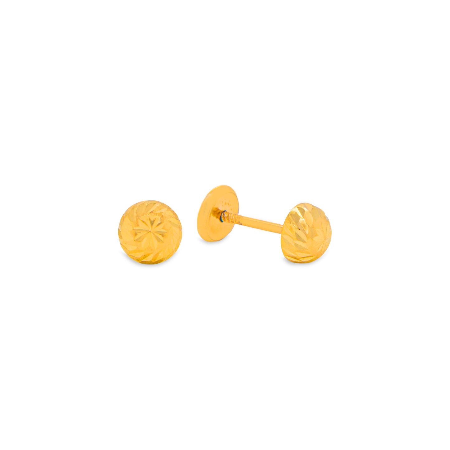 14K Yellow Gold 3MM Textured Ball Stud Screwback Earrings