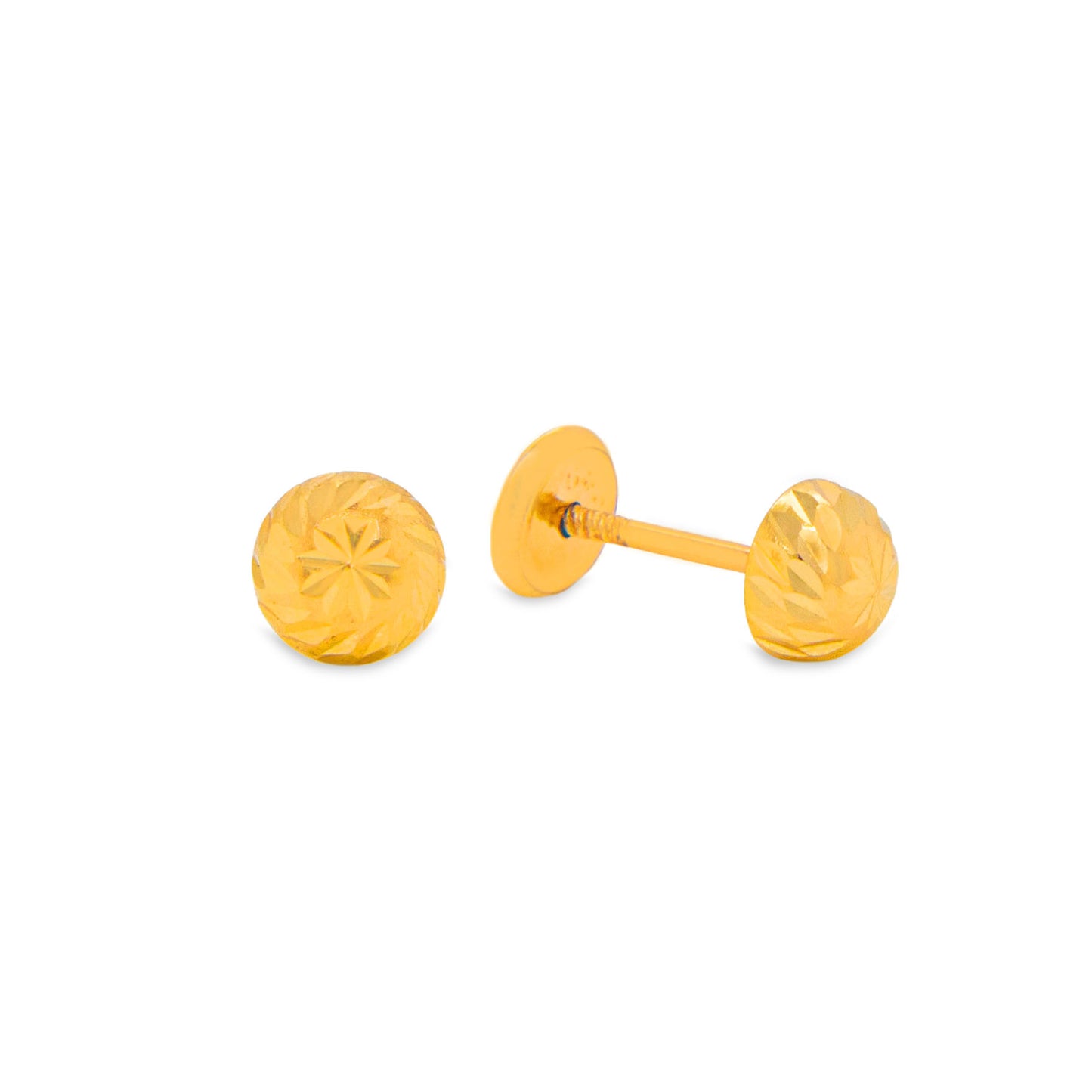 14K Yellow Gold 4MM Textured Ball Stud Screwback Earrings