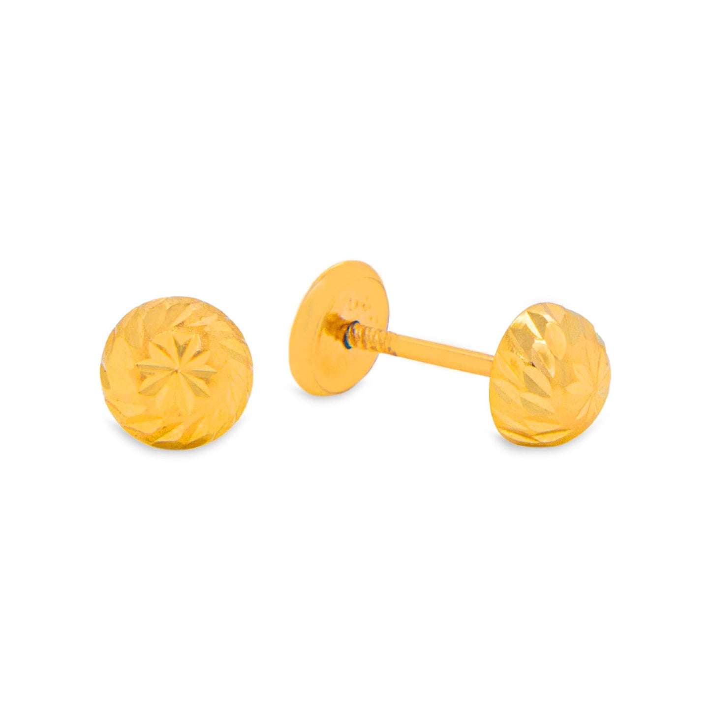 14K Yellow Gold 5MM Textured Ball Stud Screwback Earrings