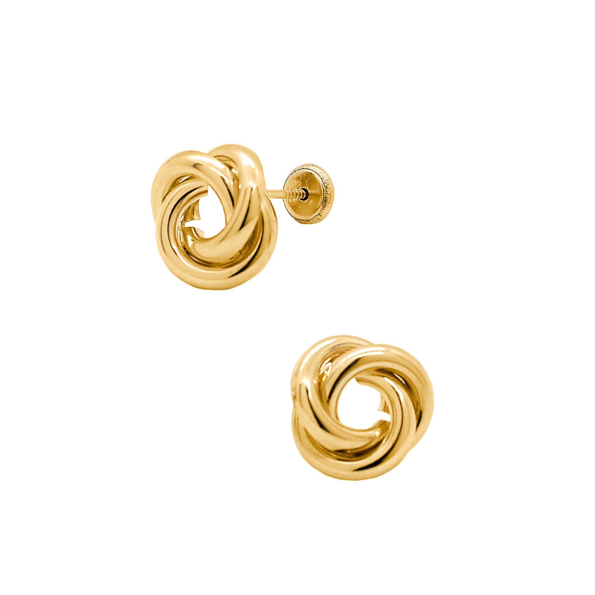 14K Yellow Gold Medium Classic Knot Screwback Earrings