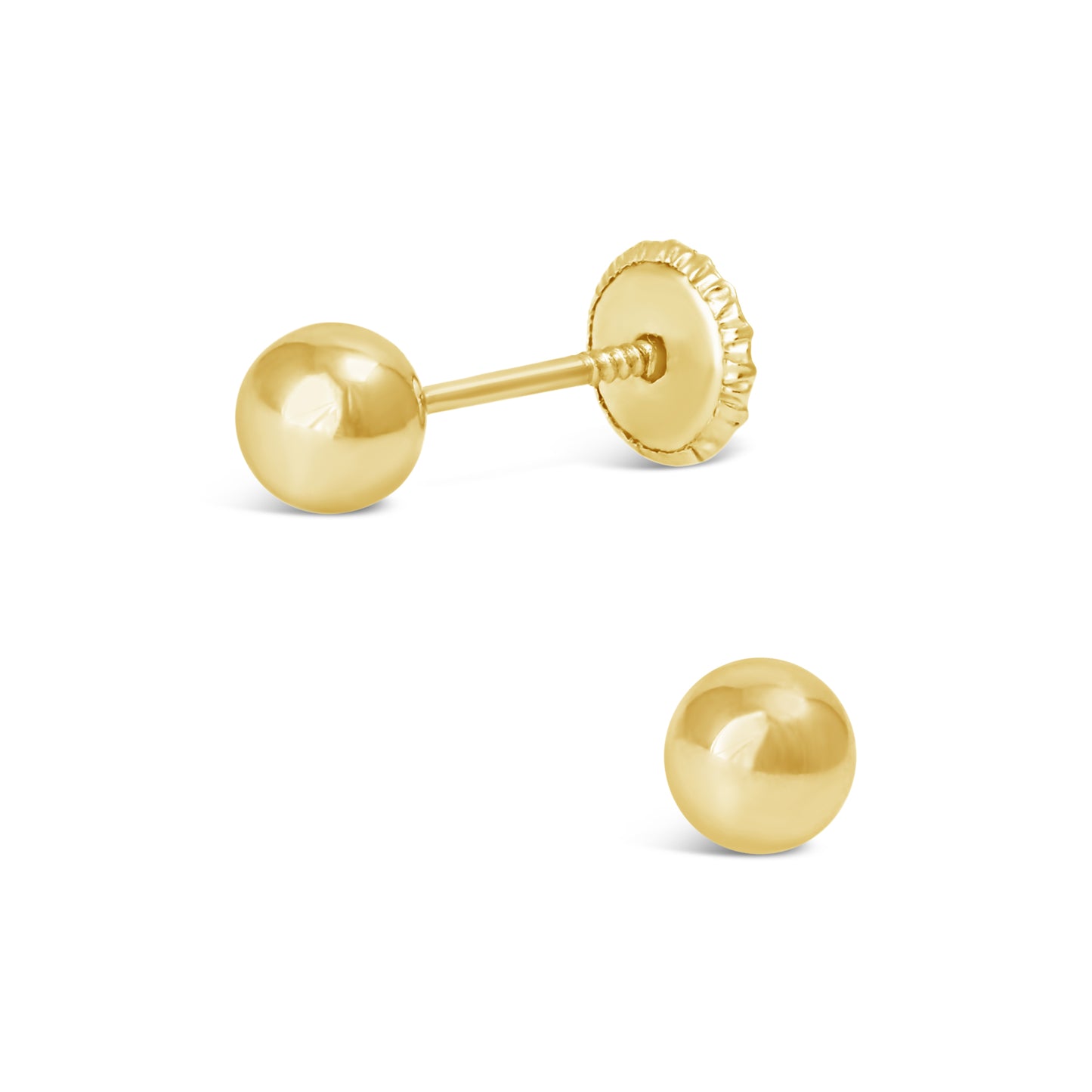 14K Yellow Gold 4MM Polished Ball Stud Screwback Earrings
