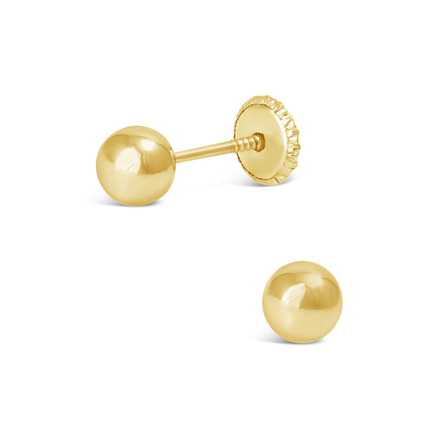 14K Yellow Gold 5MM Polished Ball Stud Screwback Earrings
