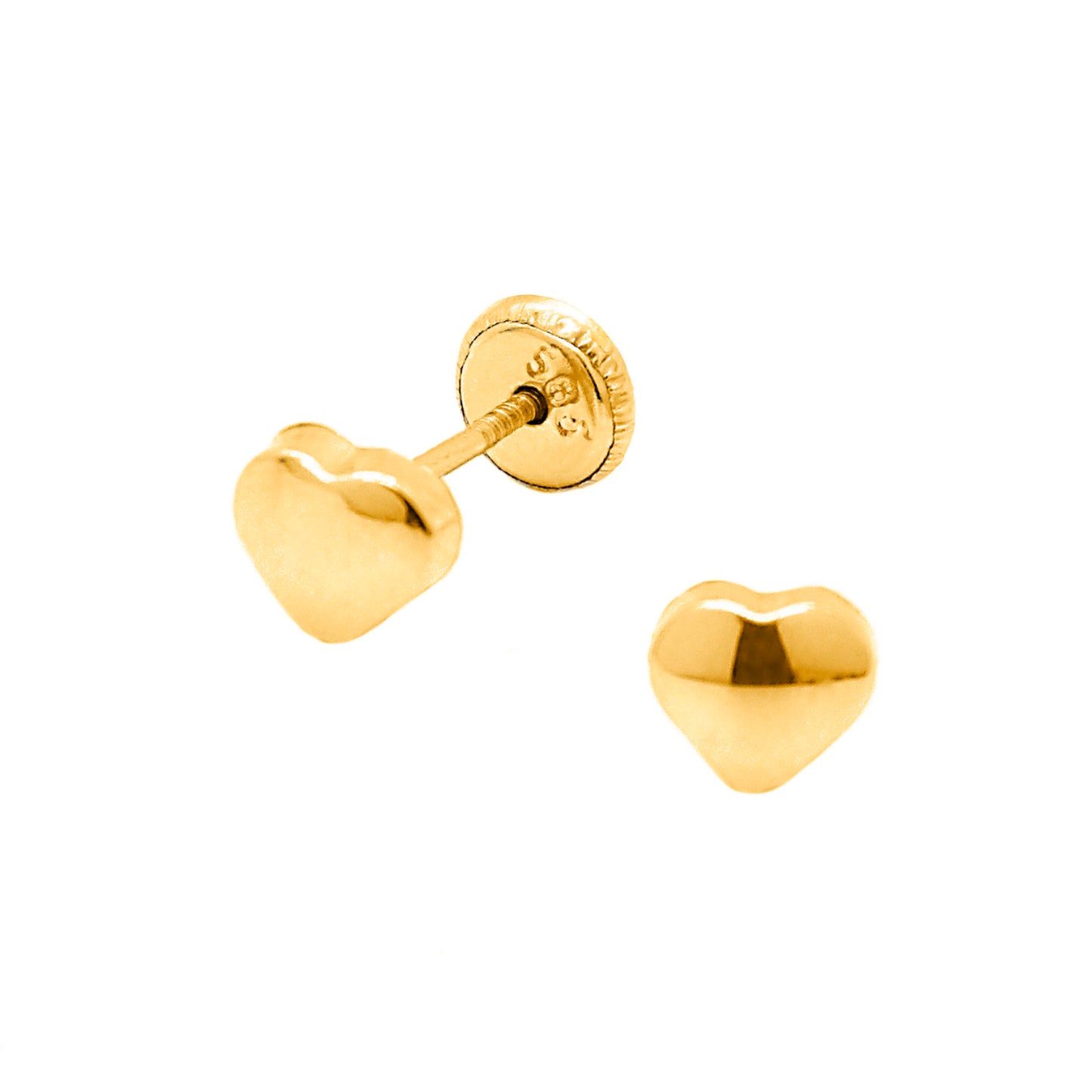 14K Yellow Gold Small Polished Heart Screwback Earrings