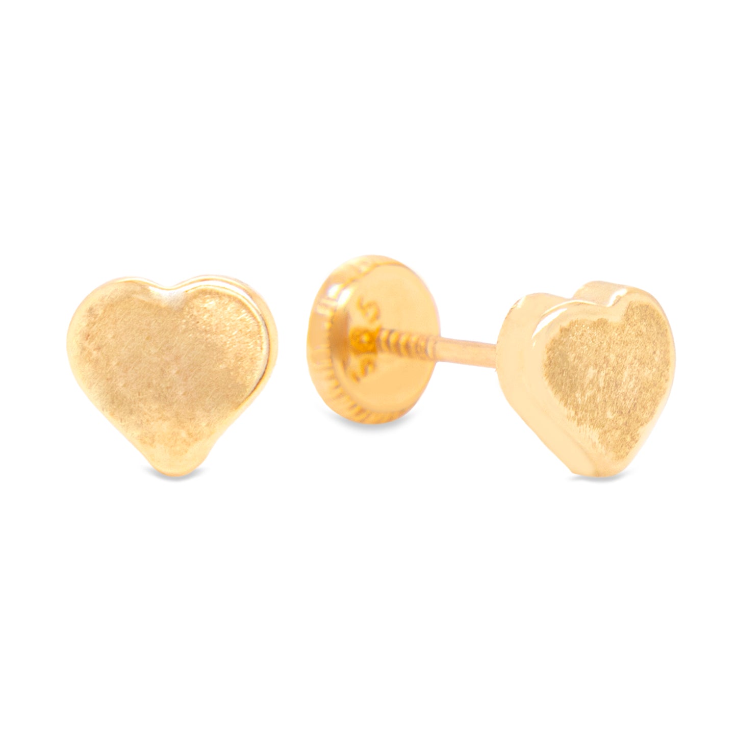 14K Yellow Gold Large Heart Screwback Earrings