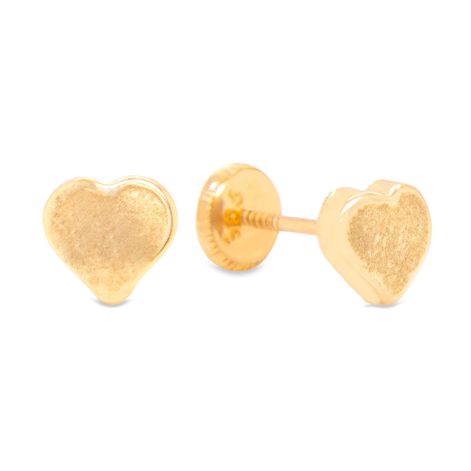 14K Yellow Gold Large Heart Screwback Earrings