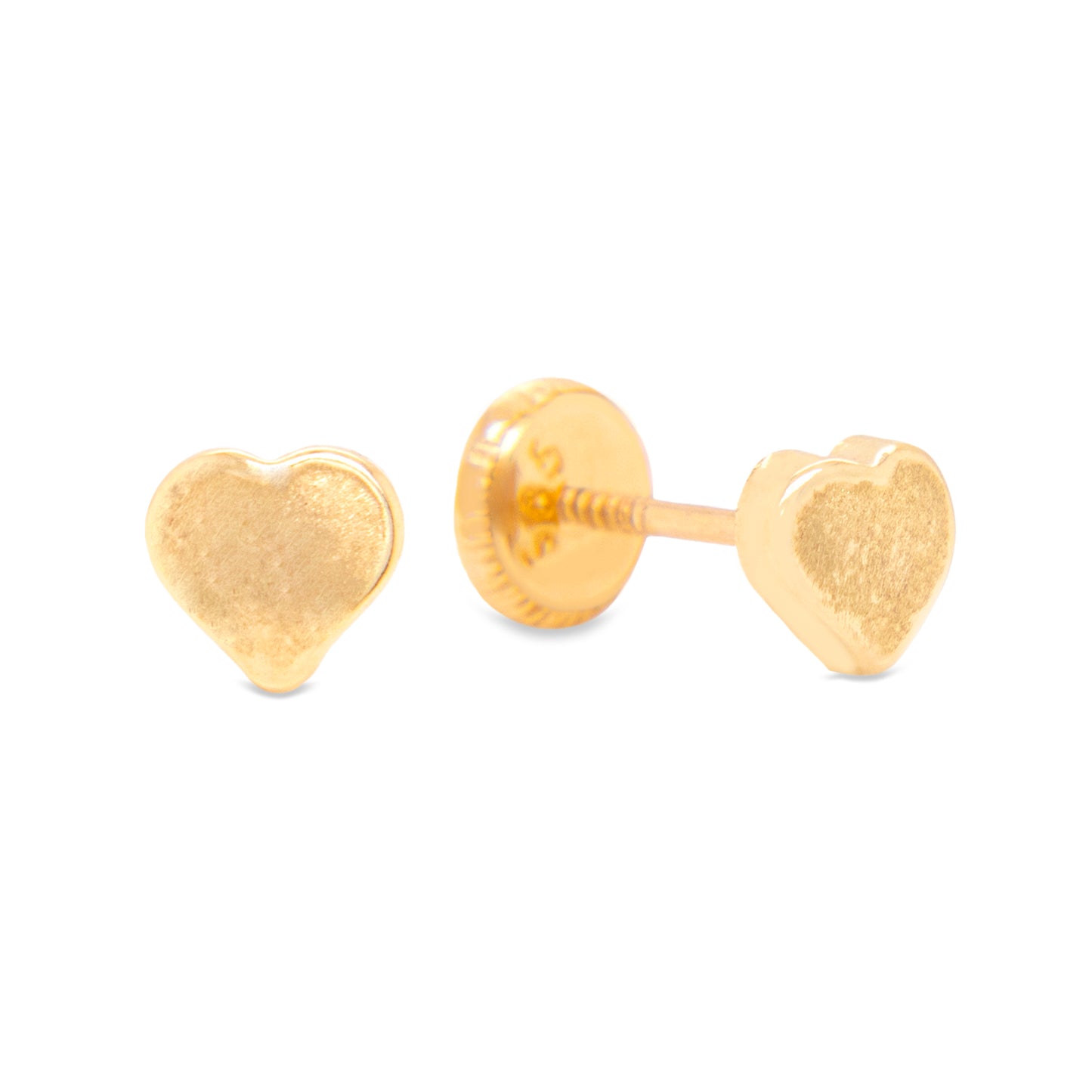 14K Yellow Gold Small Heart Screwback Earrings