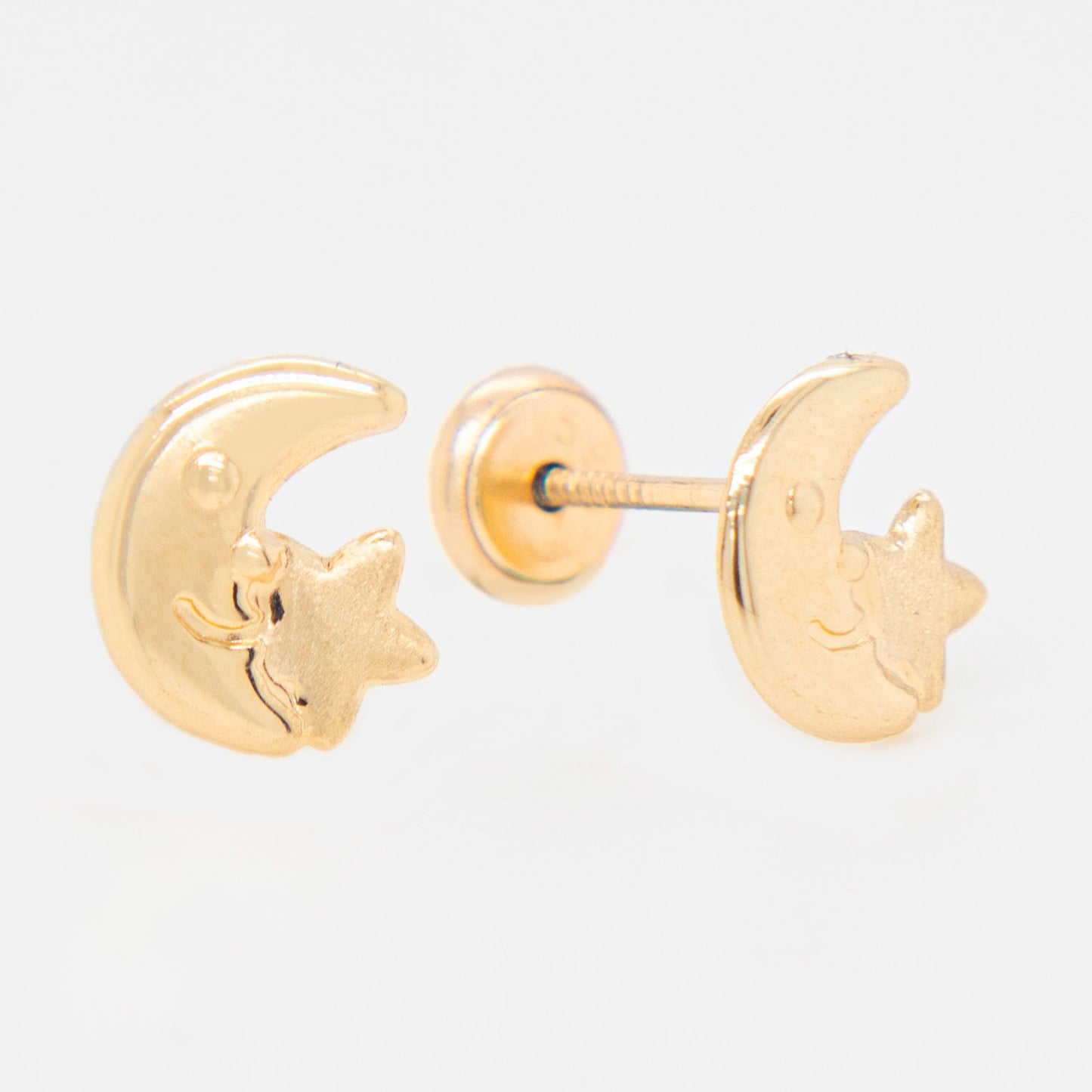 14K Yellow Gold Large Dream Celestial Screwback Earrings