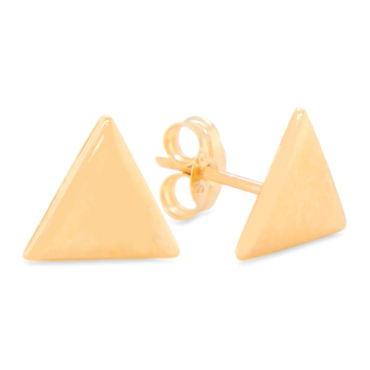 14K Yellow Gold Large Triangle Screwback Earrings