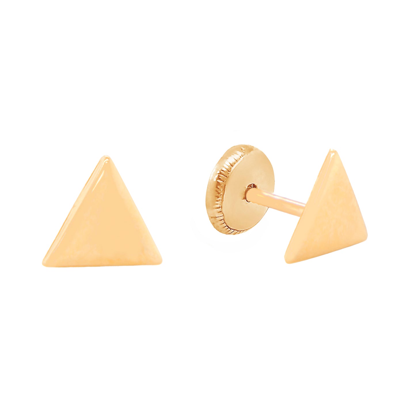 14K Yellow Gold Small Triangle Screwback Earrings