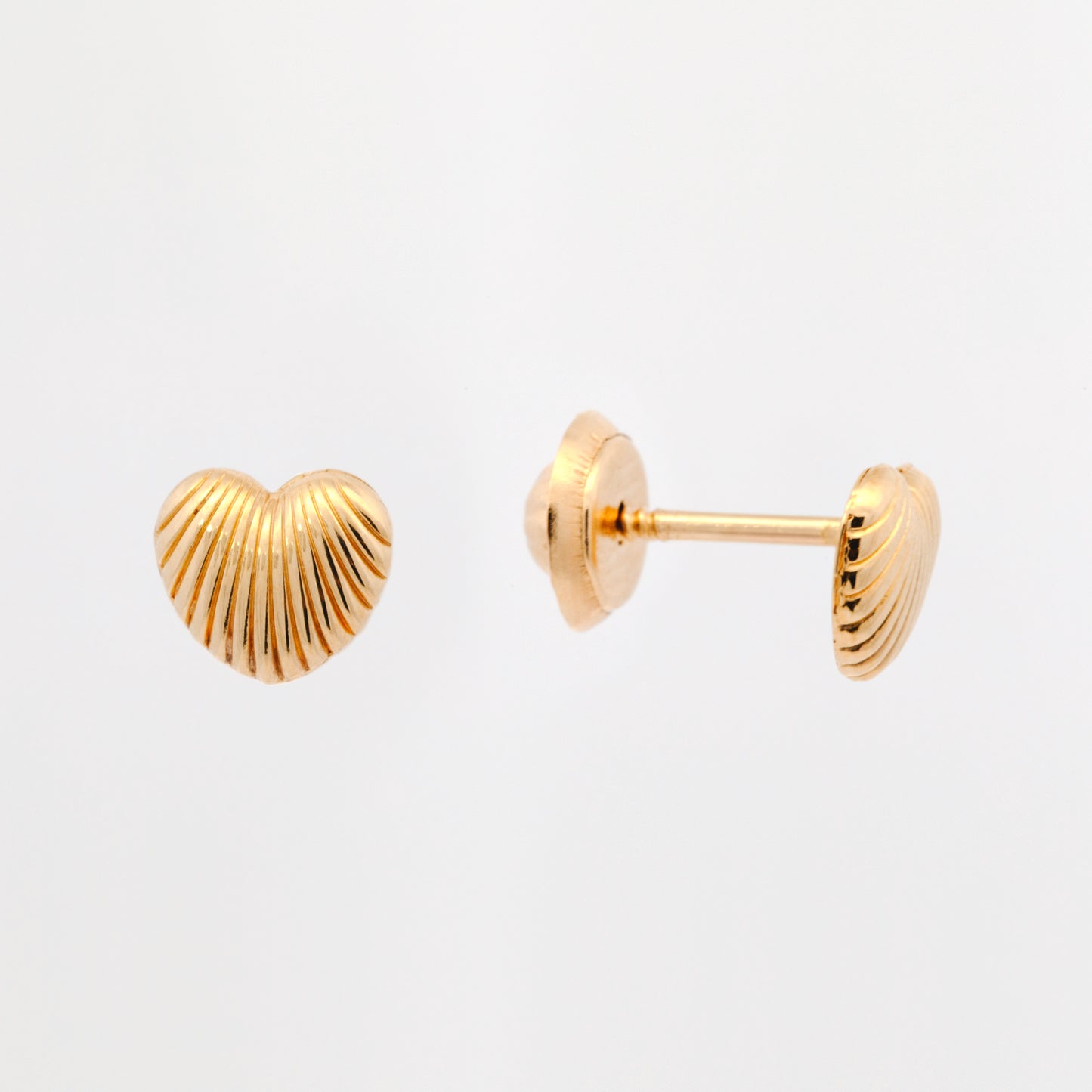 14K Yellow Gold Small Filled Puff Heart Screwback Earring