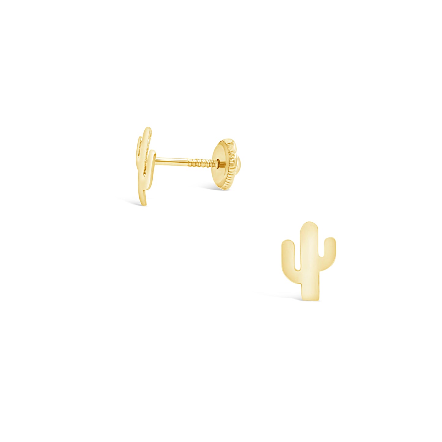 14K Yellow Gold Small Polished Cactus Screwback Earrings
