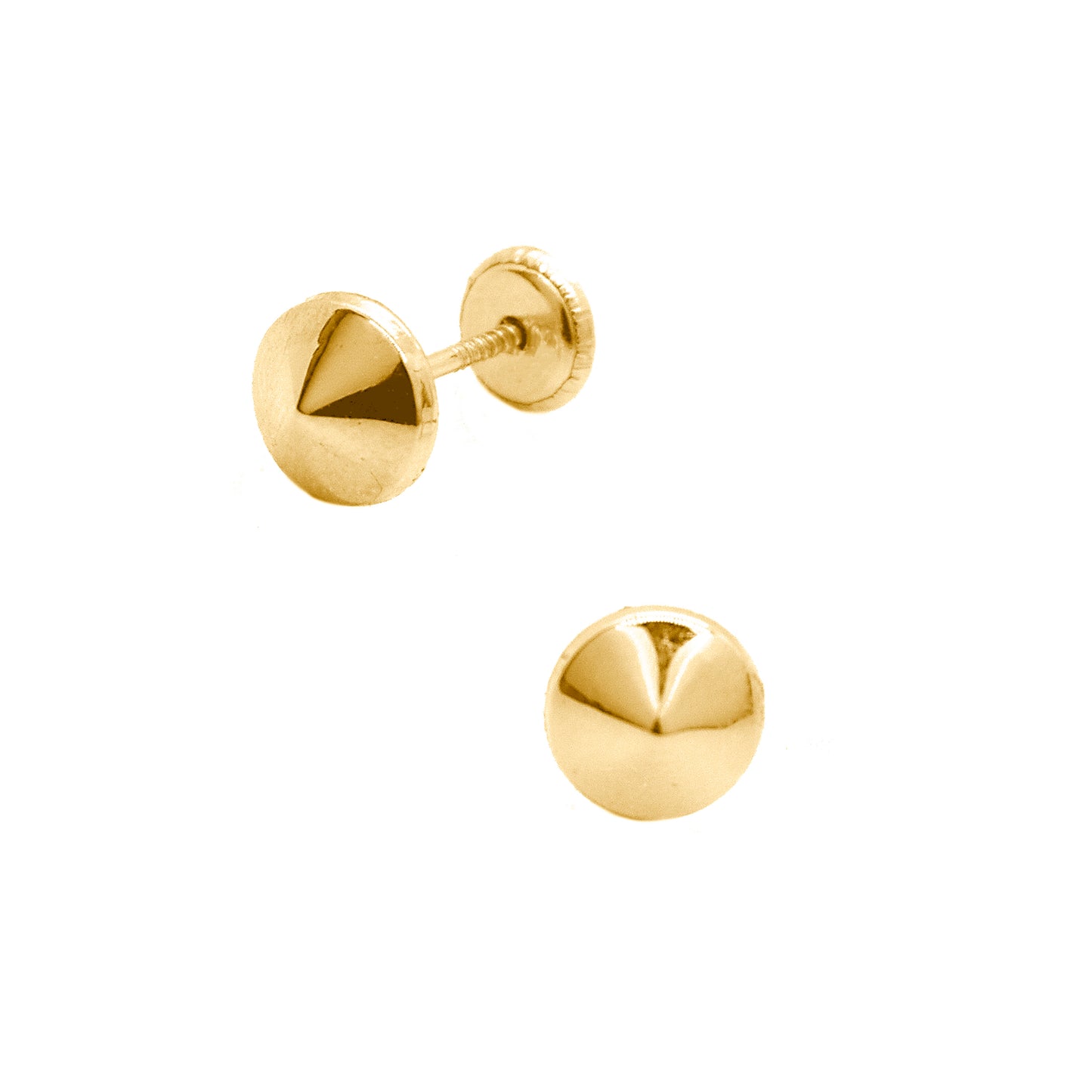 14K Yellow Gold Plain Cone Stud Screwback Earrings