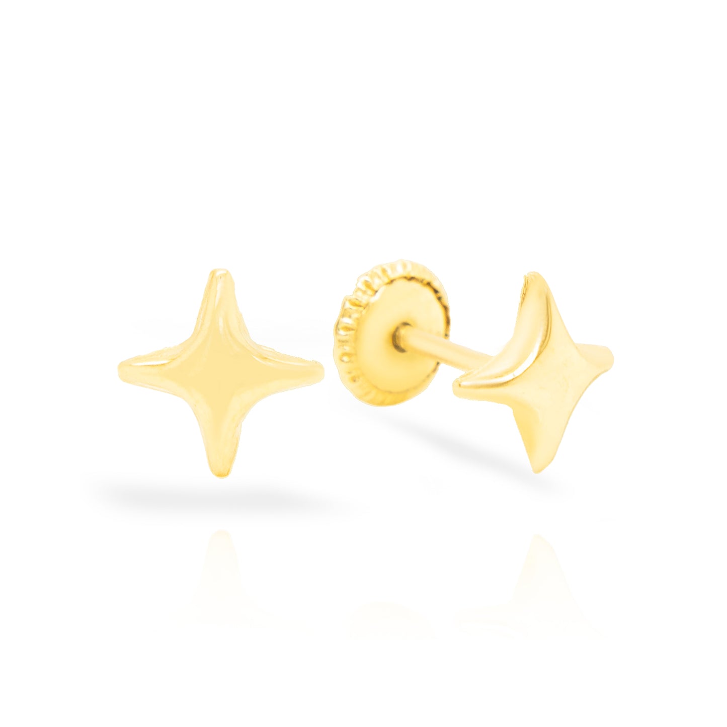 14K Yellow Gold Medium Polished Star Screwback Earrings