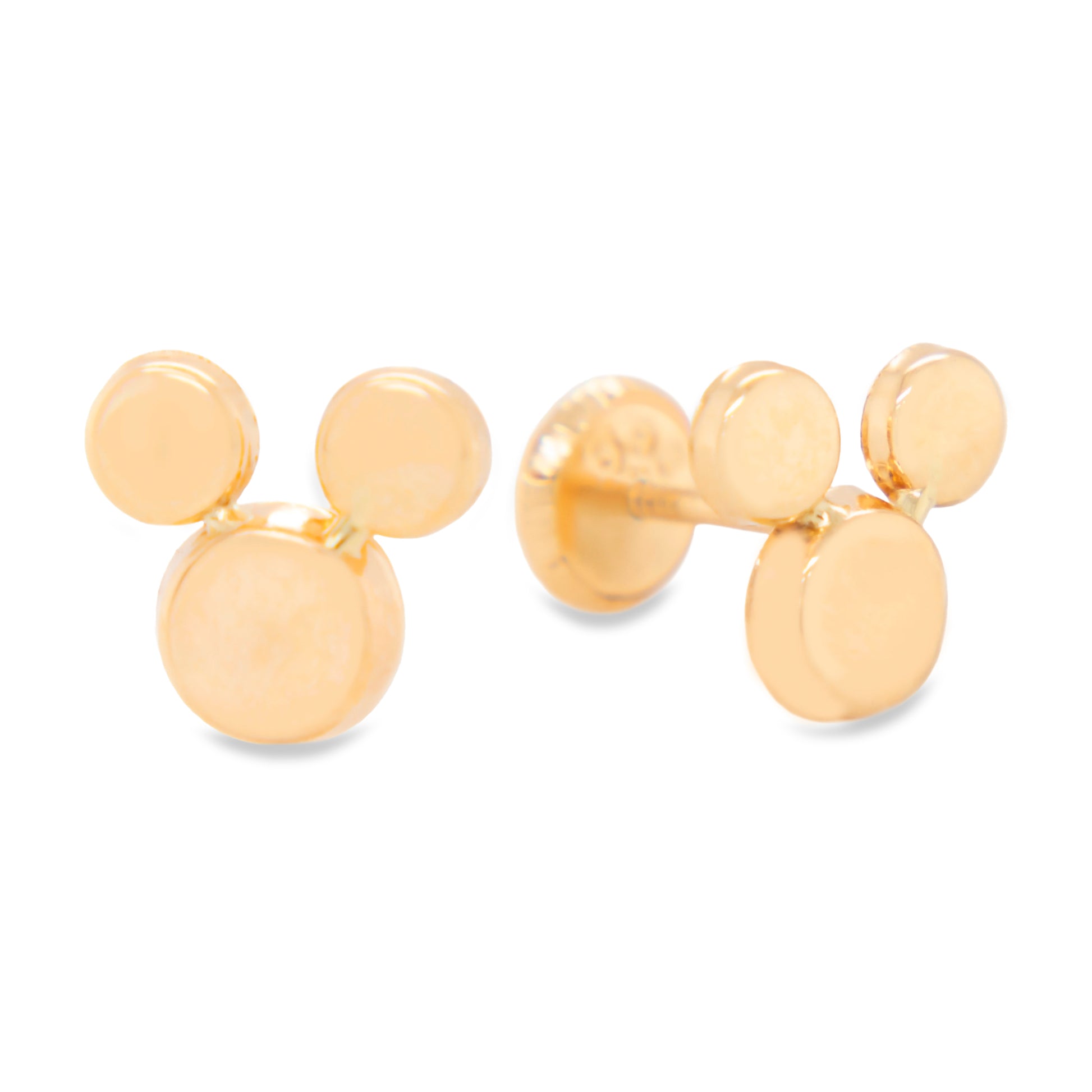 14K Yellow Gold Medium Mickey Mouse Screwback Earrings