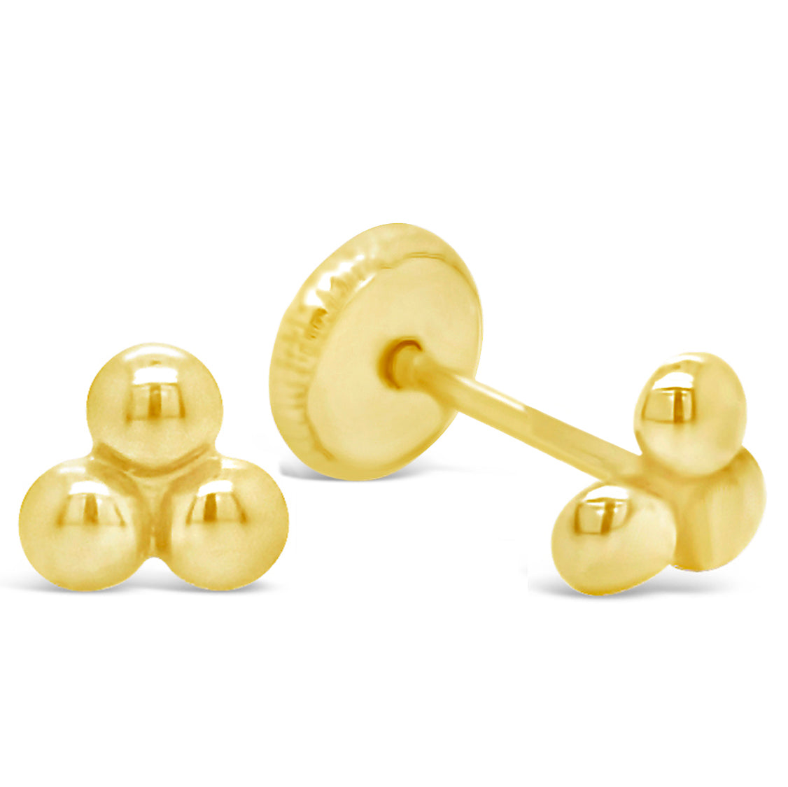 14K Yellow Gold Large Cluster Screwback Earrings