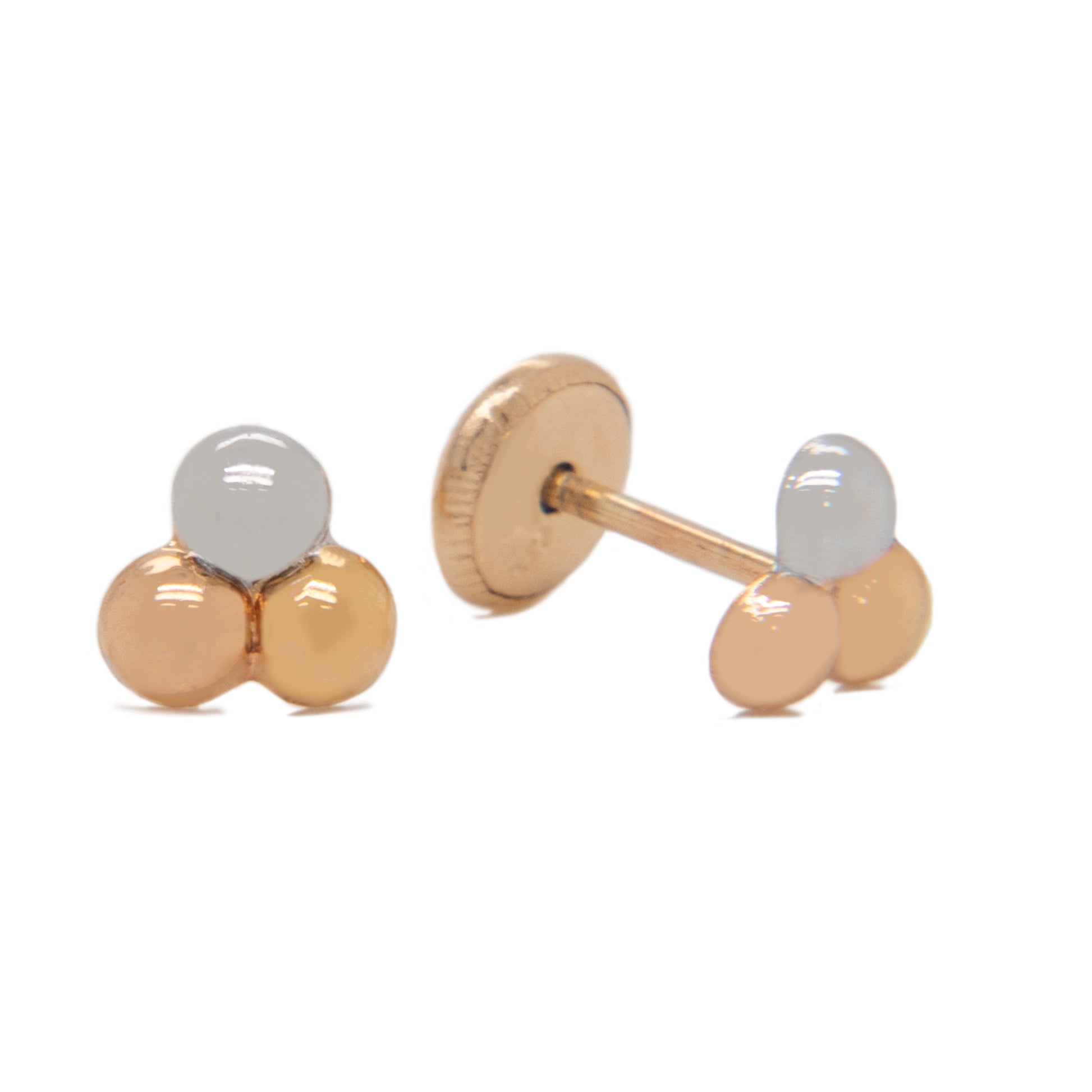 14K Two-Tones Gold Medium Cluster Screwback Earrings