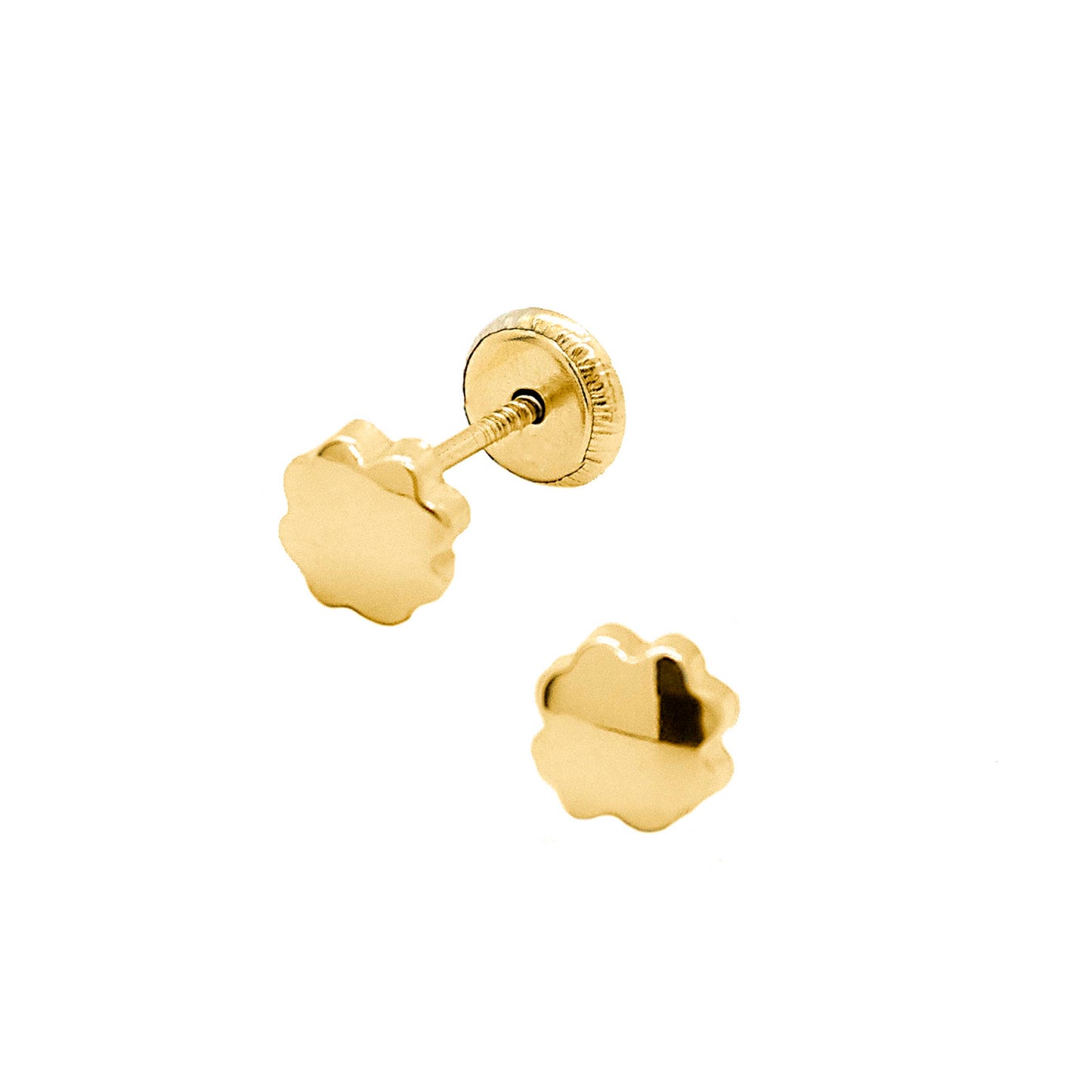 14K Yellow Gold Medium Polished Blossom Screwback Earrings