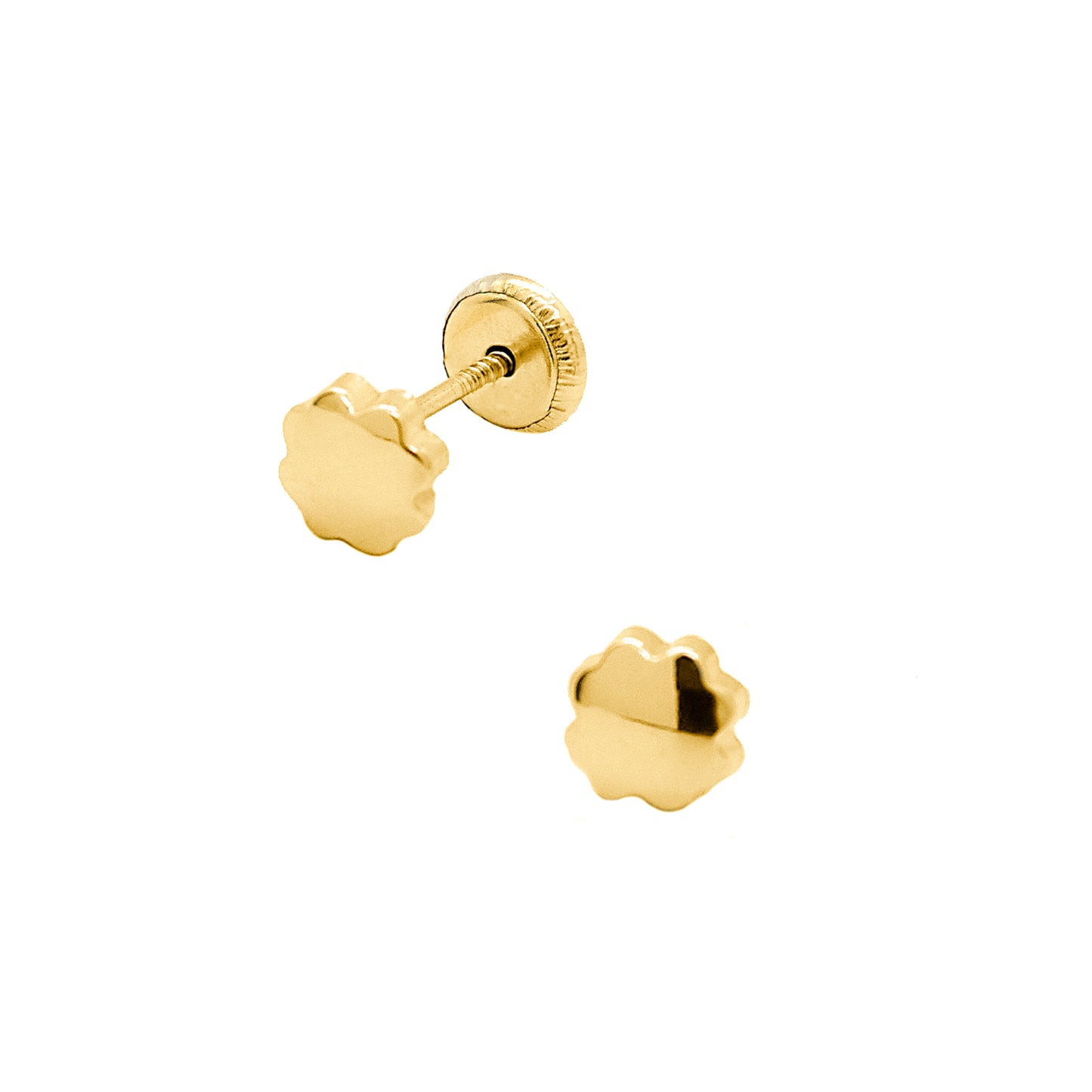 14K Yellow Gold Small Polished Blossom Screwback Earrings
