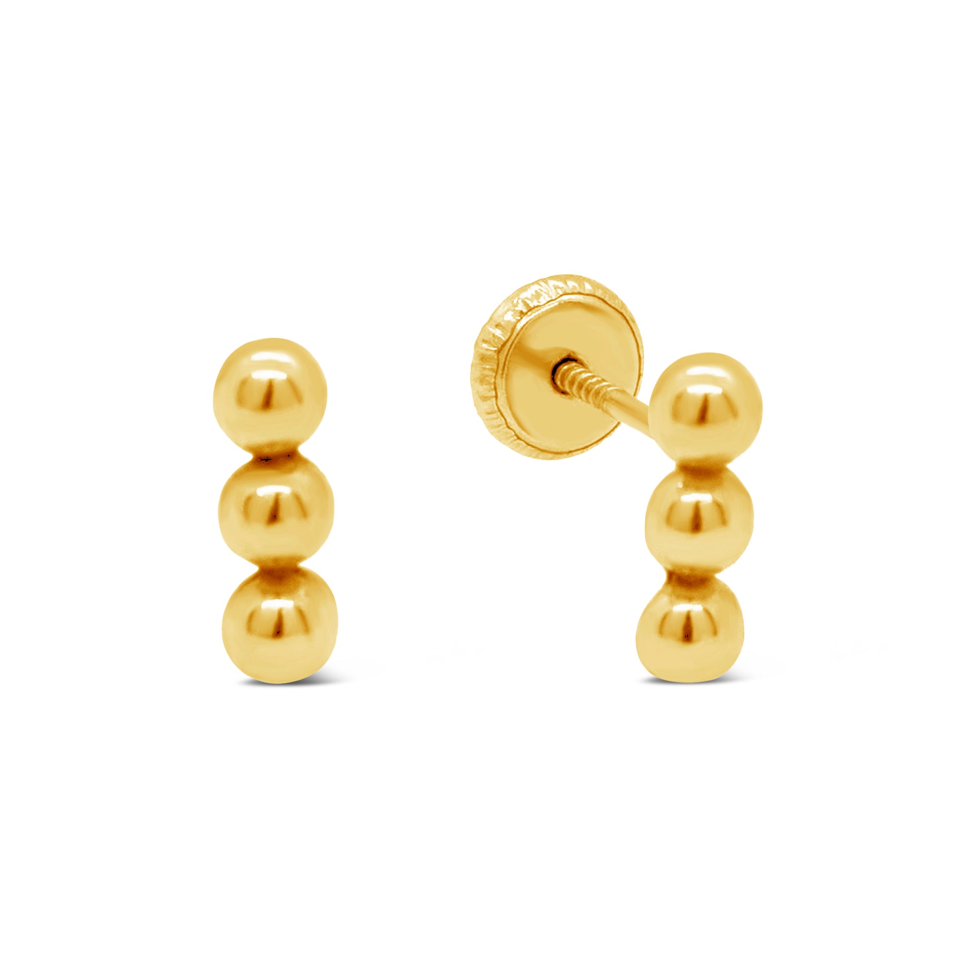 14K Yellow Gold Small Trio Bar Screwback Earrings