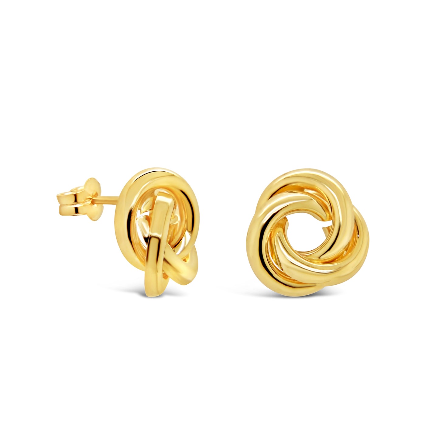 14K Yellow Gold Large Classic Knot Stud Pushback Earrings