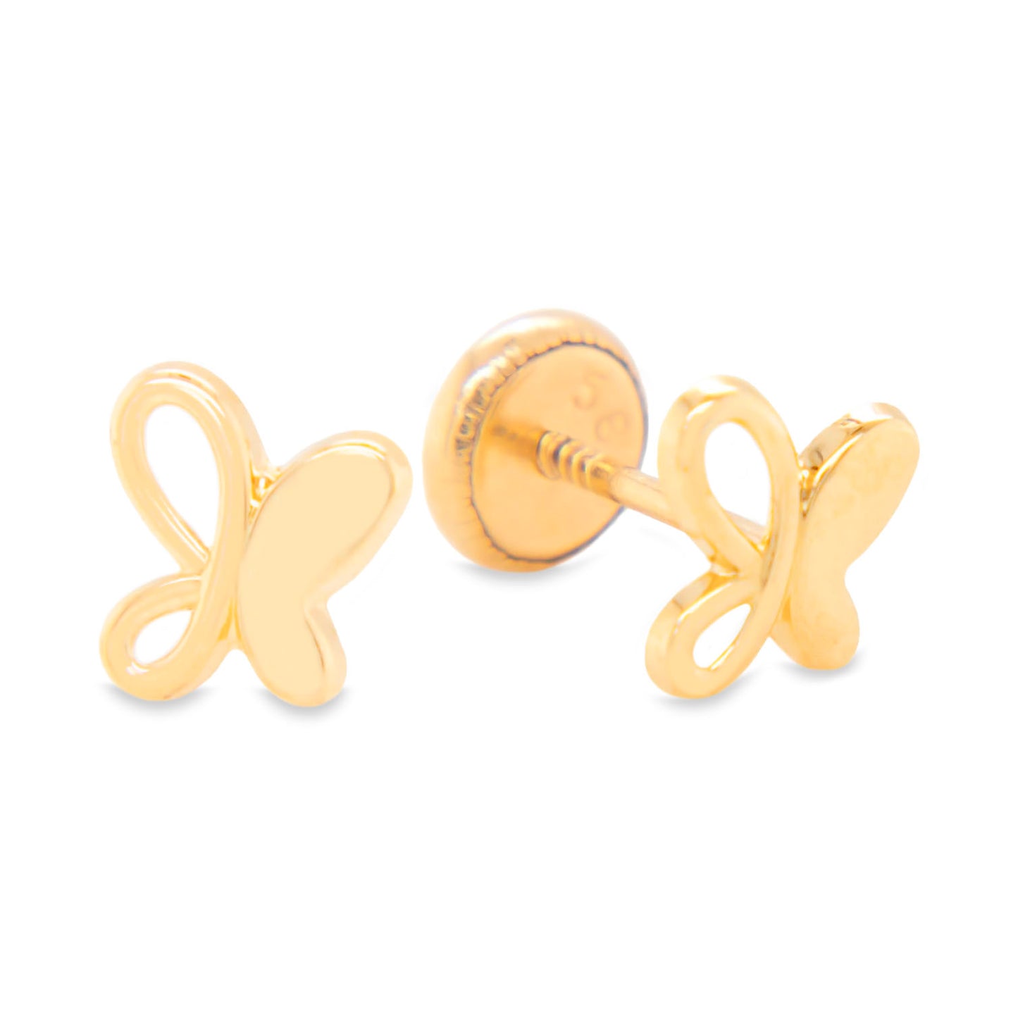 14K Yellow Gold Abstract Butterfly Screwback Earrings