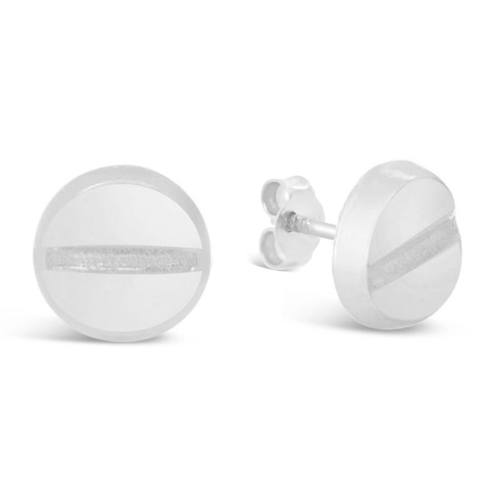 14K White Gold Extra Large Head Stud Pushback Earrings