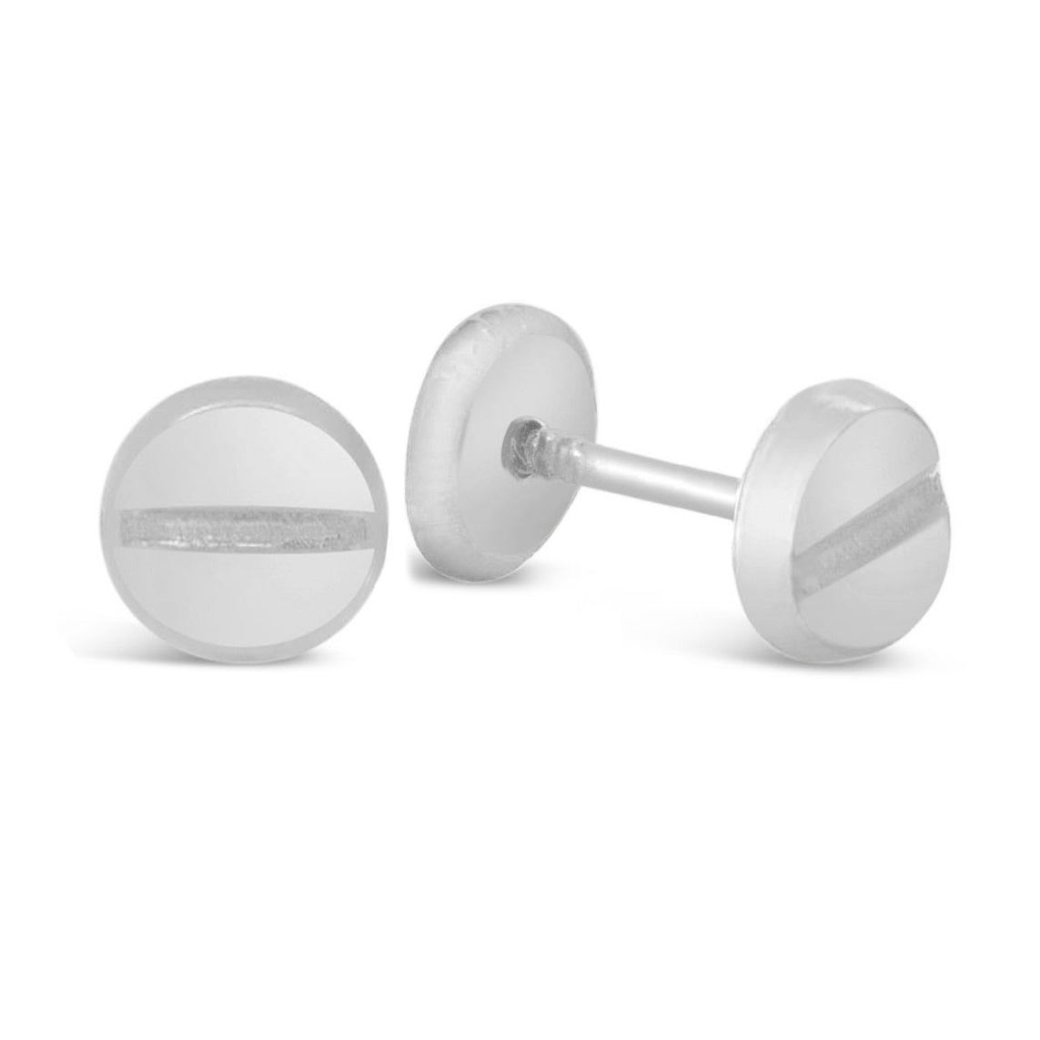 14K White Gold Medium Head Stud Screwback Earrings