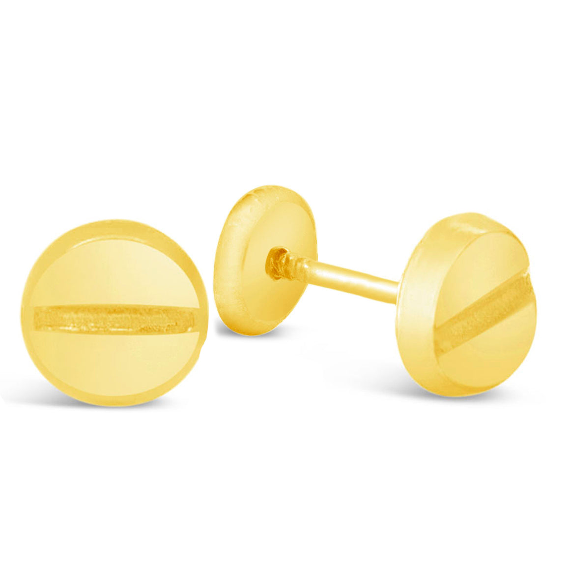 14K Yellow Gold Large Head Stud Pushback Earrings