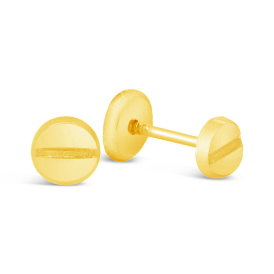 14K Yellow Gold Medium Screw Head Stud Screwback Earrings