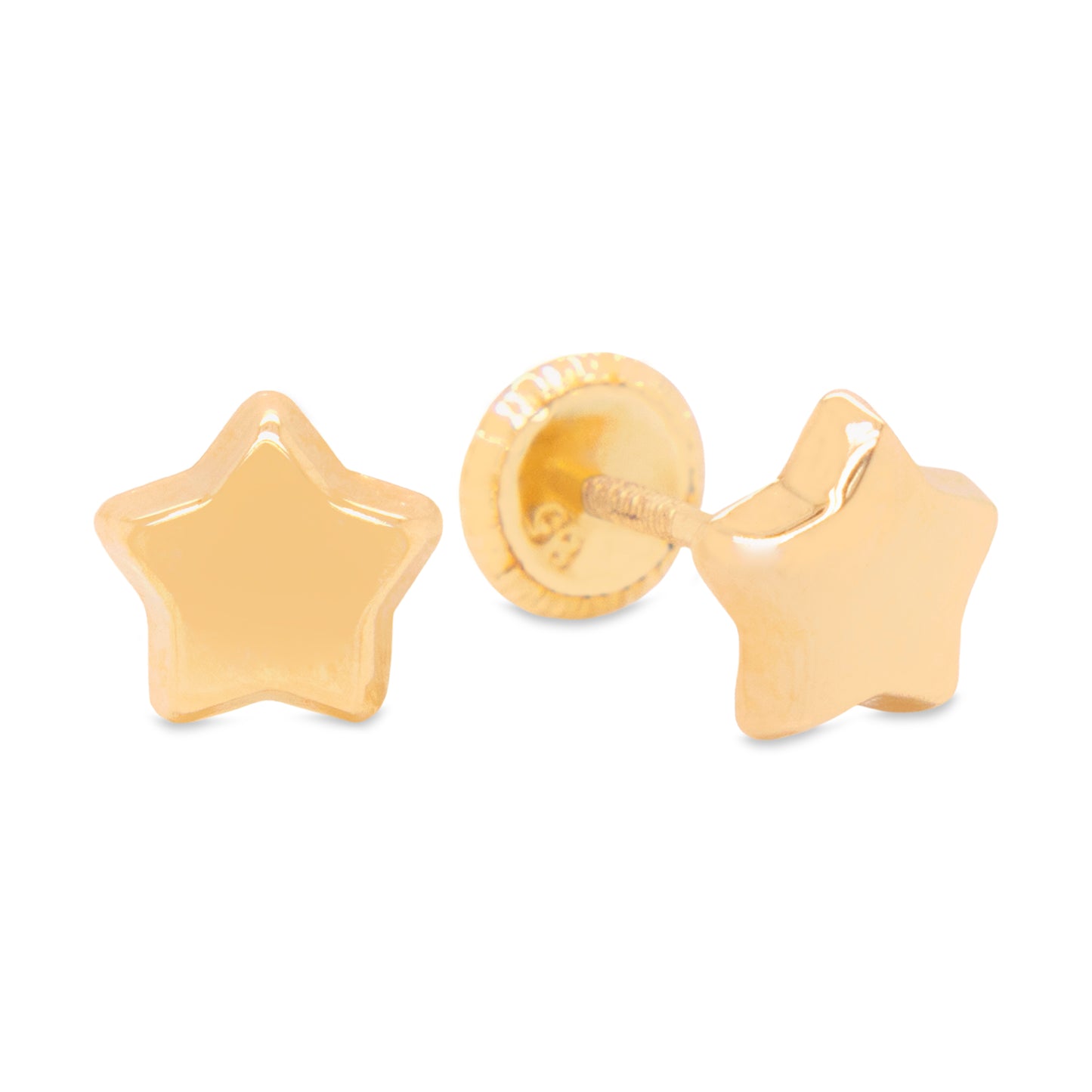 14K Yellow Gold Medium Puffy Star Screwback Earrings