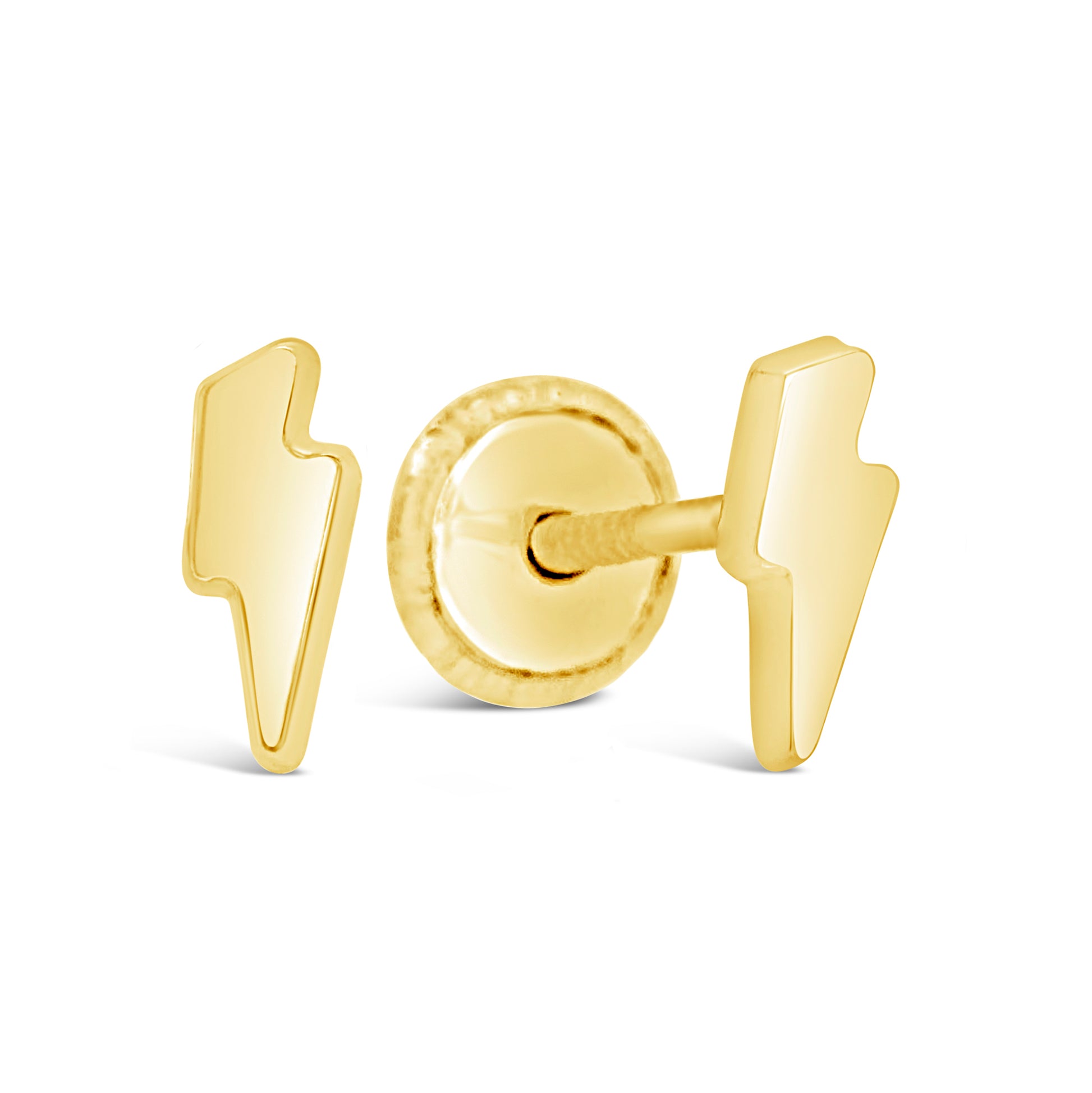 14K Yellow Gold Lightning Bolt Screwback Earrings
