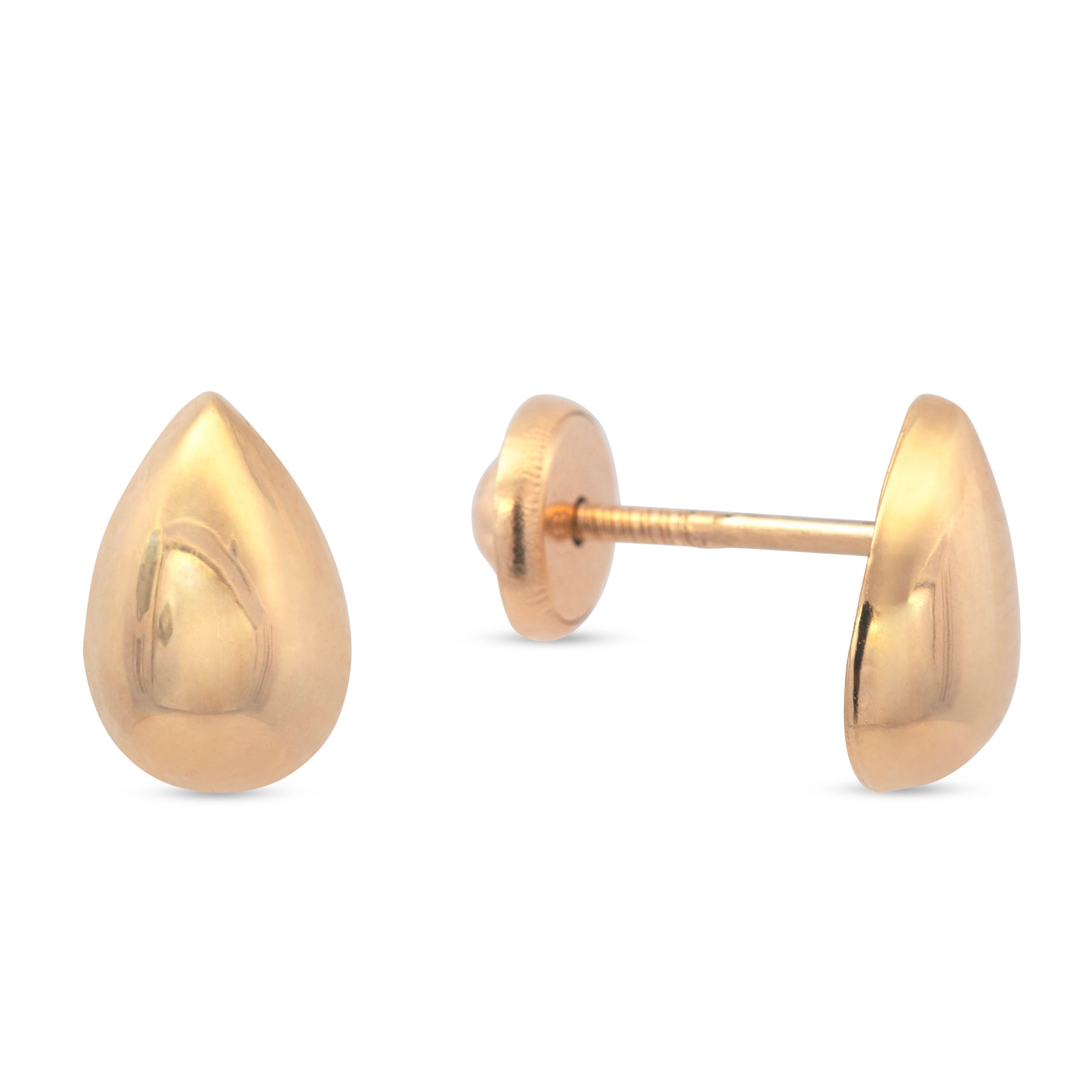 14K Yellow Gold Small Tear Drop Screwback Earrings