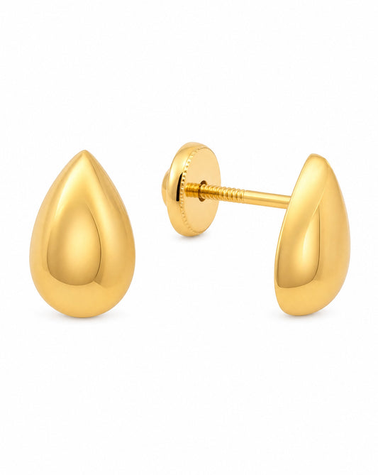 14K Yellow Gold Small Tear Drop Screwback Earrings