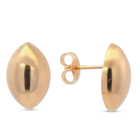14K Yellow Gold Large Polished Bubble Marquise Pushback Earrings