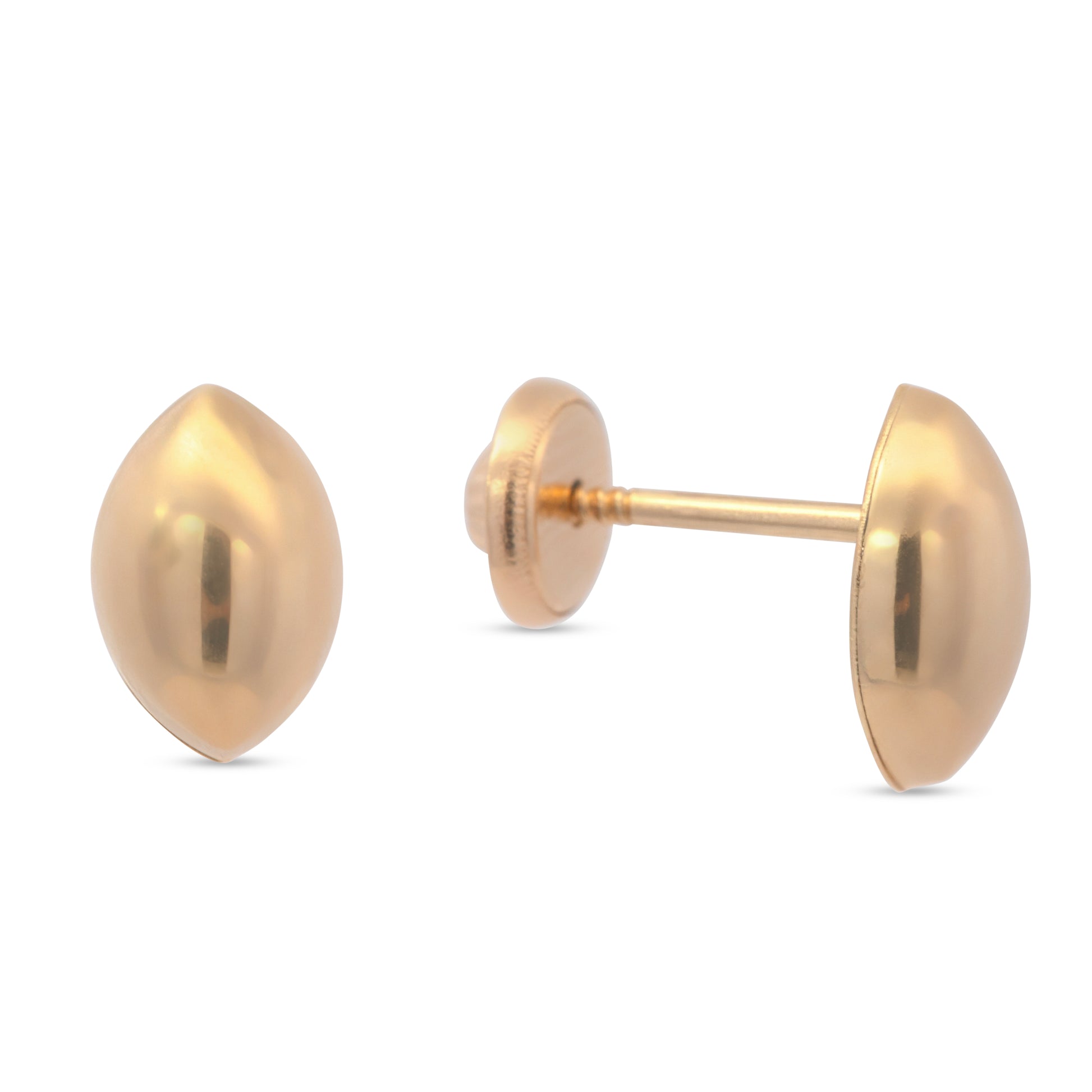 14K Yellow Gold Small Polished Bubble Marquise Screwback Earrings