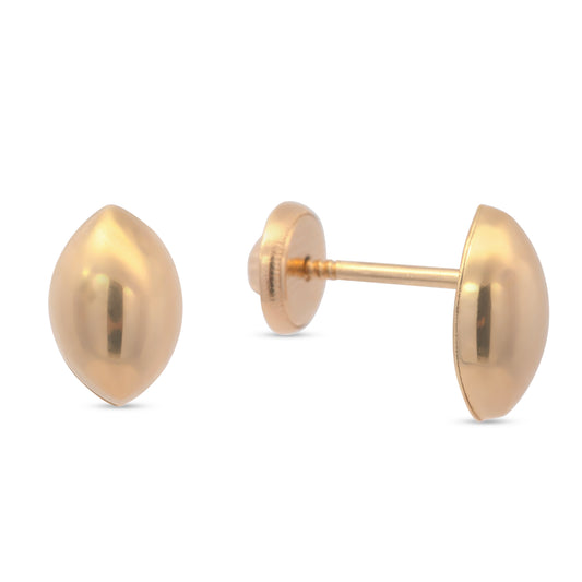14K Yellow Gold Small Polished Bubble Marquise Screwback Earrings