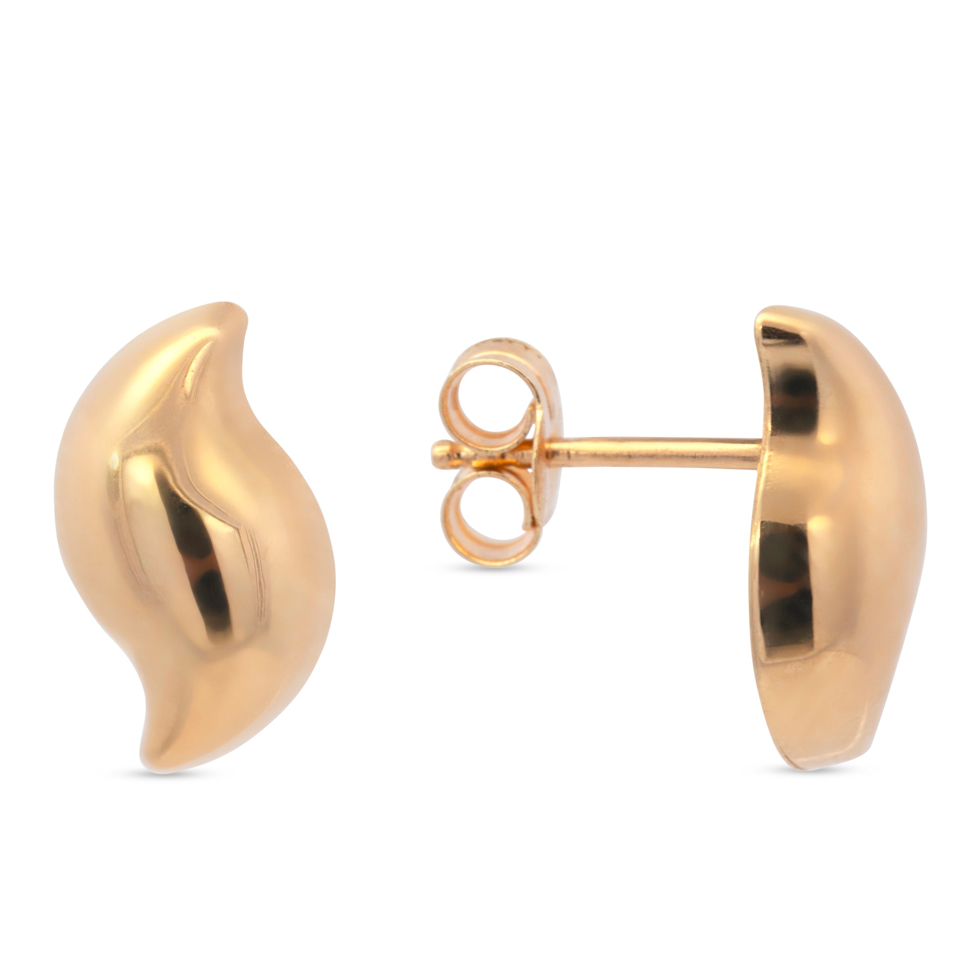 14K Yellow Gold Large Polished Curved Teardrop Pushback Earrings