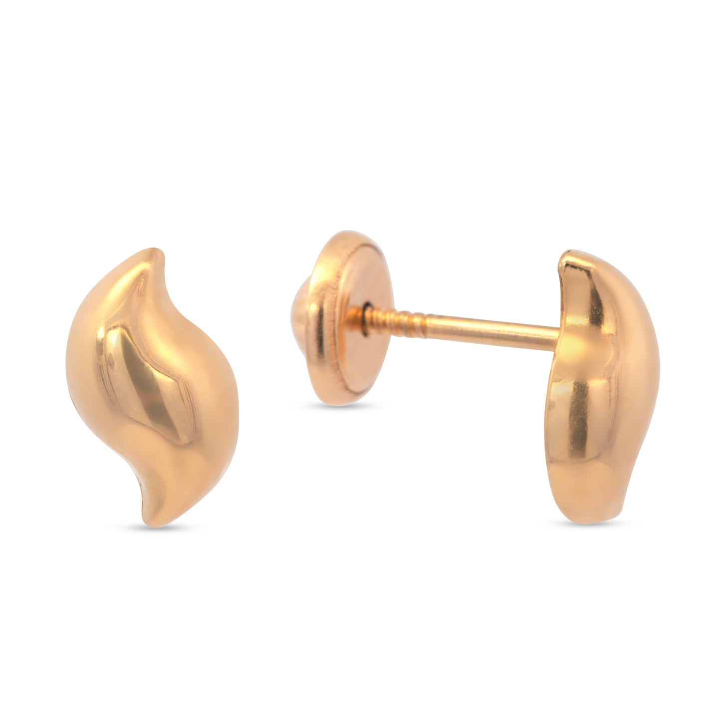 14K Yellow Gold Small Polished Curved Teardrop Screwback Earrings