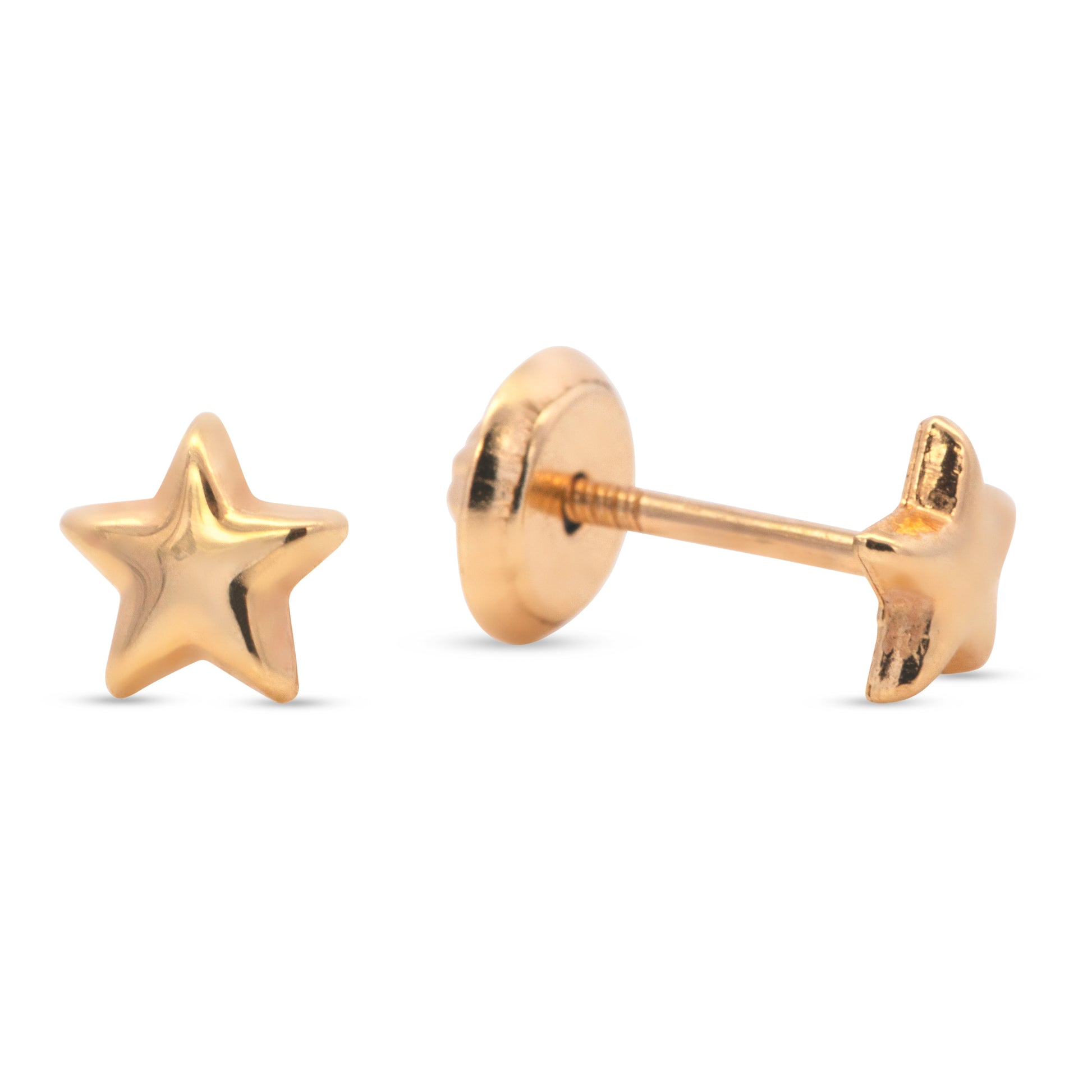 14K Yellow Gold Medium Star Screwback Earrings