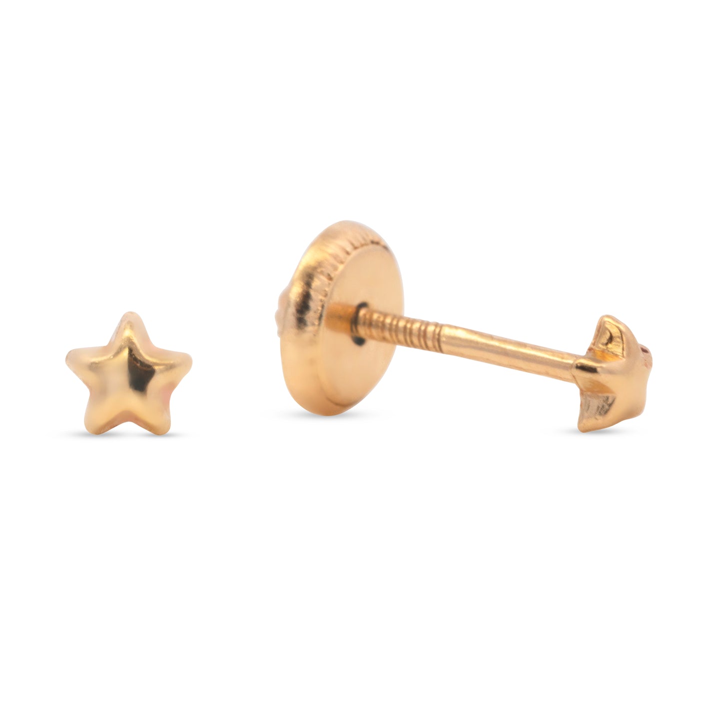 14K Yellow Gold Extra Small Star Screwback Earrings